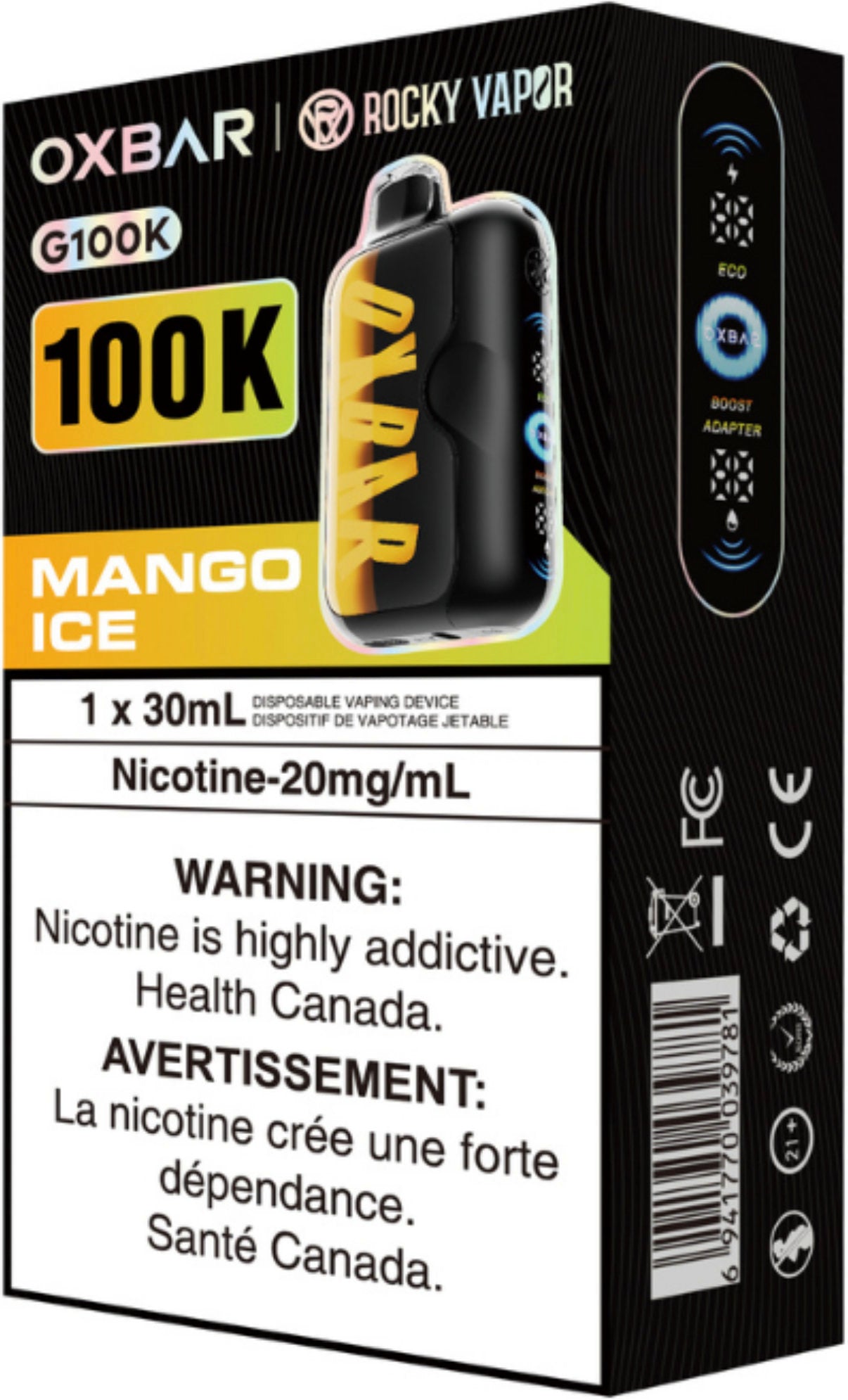 Rocky Vapor Oxbar G100K Disposable Mango Ice