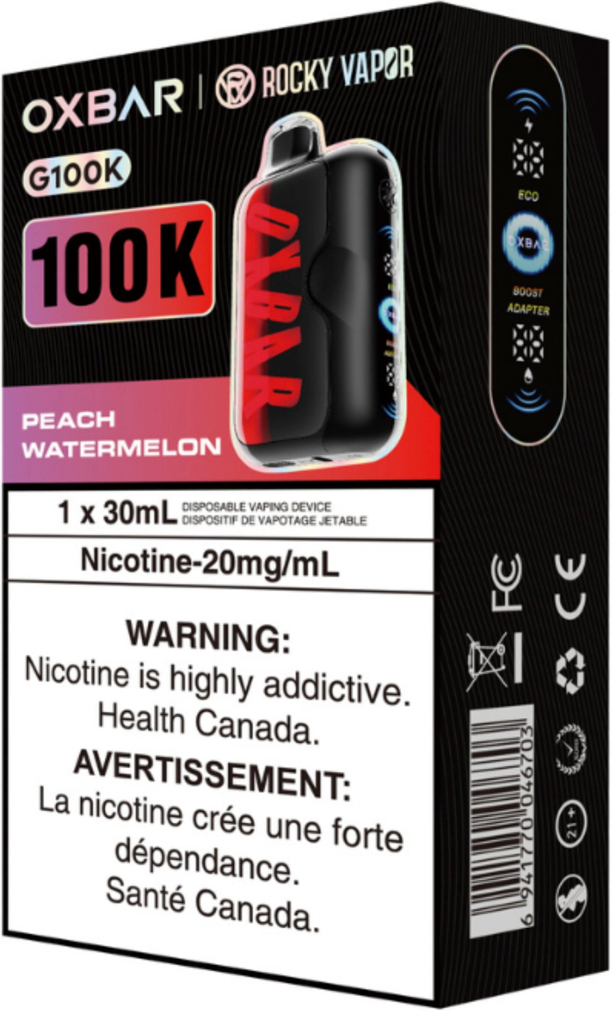 Rocky Vapor Oxbar G100K Disposable Peach Watermelon