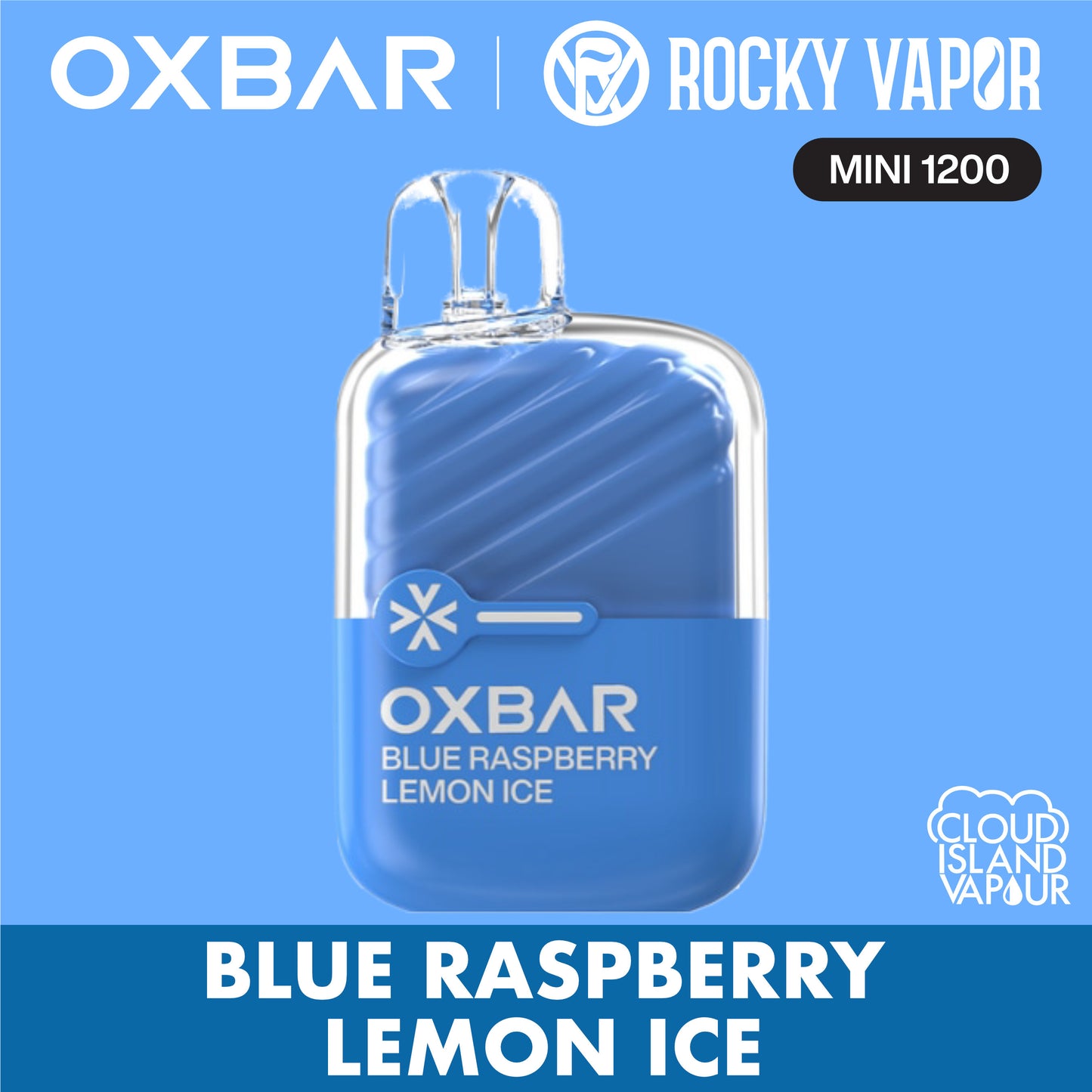 Rocky Vapor Oxbar Mini 1200 Blue Raspberry Lemon Ice