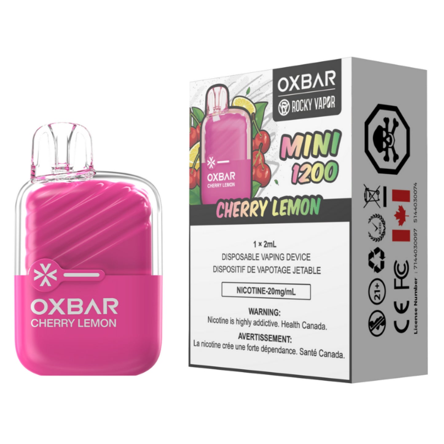 Rocky Vapor Oxbar Mini 1200 Disposable Vape Cherry Lemon