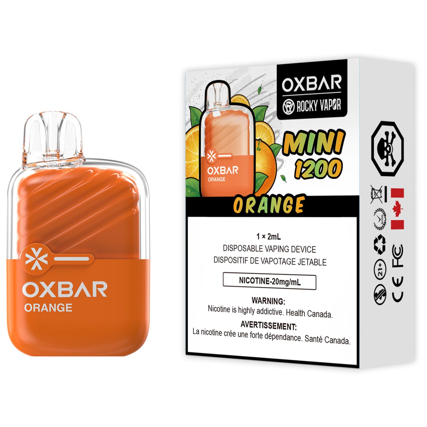 Rocky Vapor Oxbar Mini 1200 Disposable Vape Orange