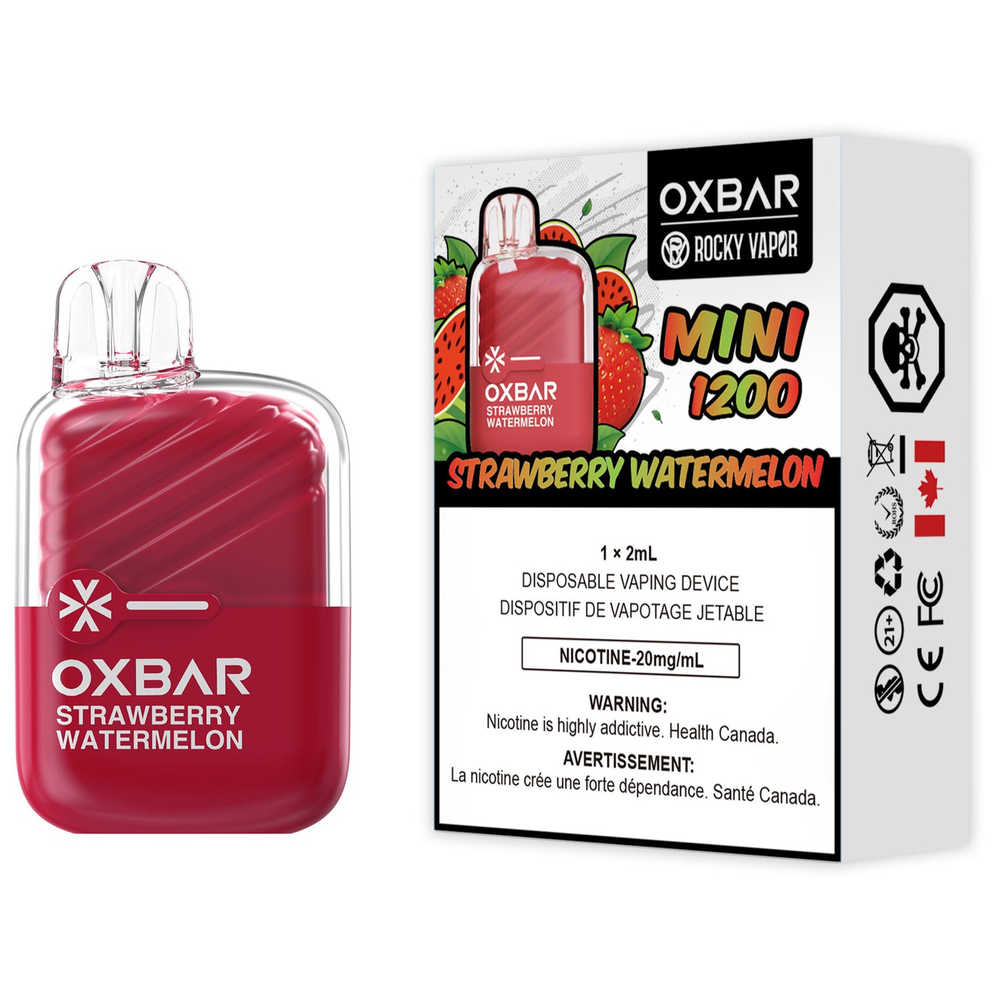 Rocky Vapor Oxbar Mini 1200 Disposable Vape Strawberry Watermelon