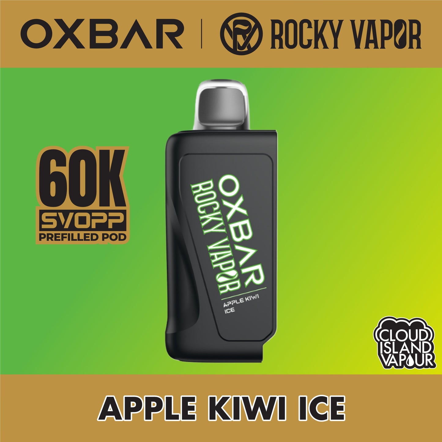 Rocky Vapor Oxbar Svopp 60K Prefilled Pod Apple Kiwi Ice