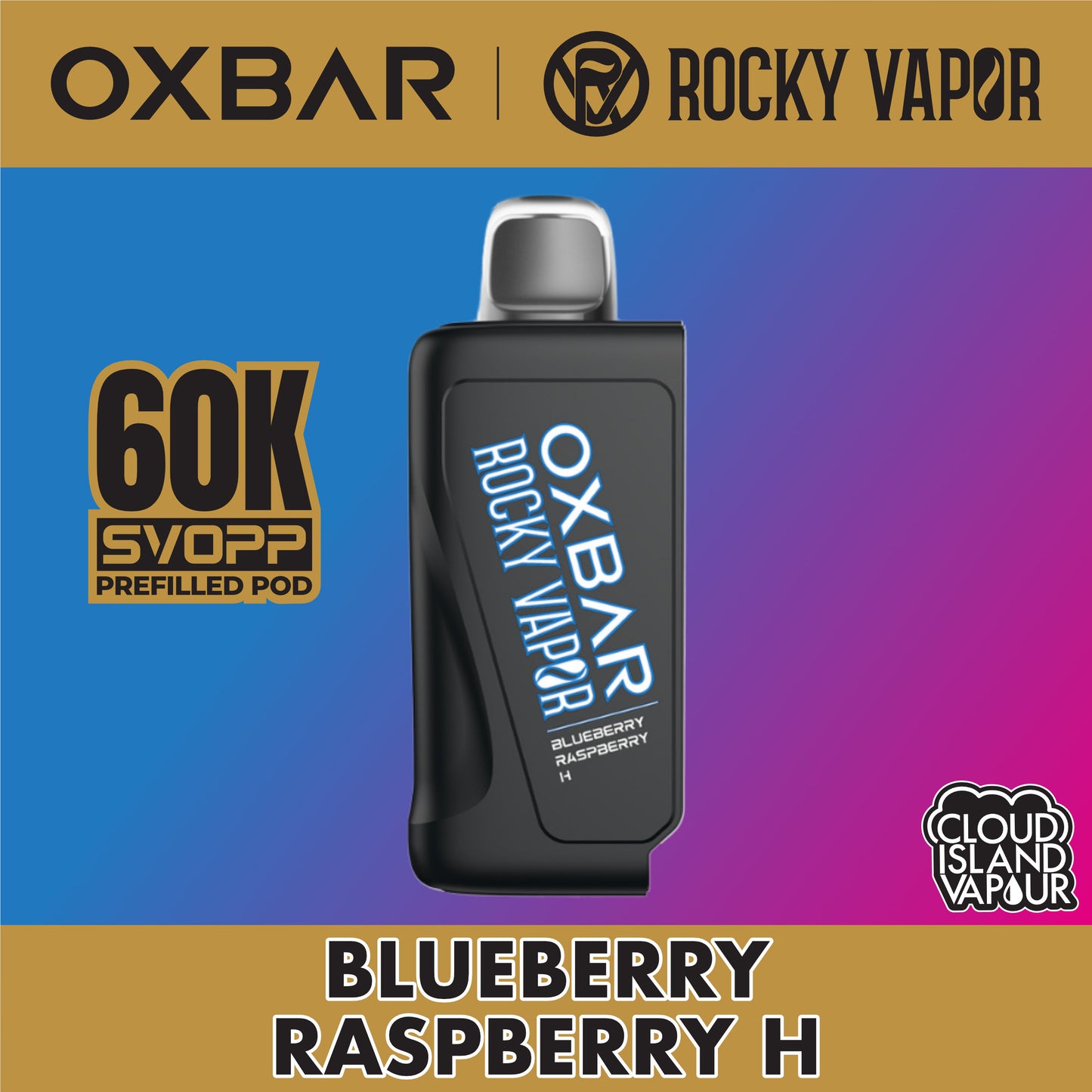 Rocky Vapor Oxbar Svopp 60K Prefilled Pod Blueberry Raspberry H