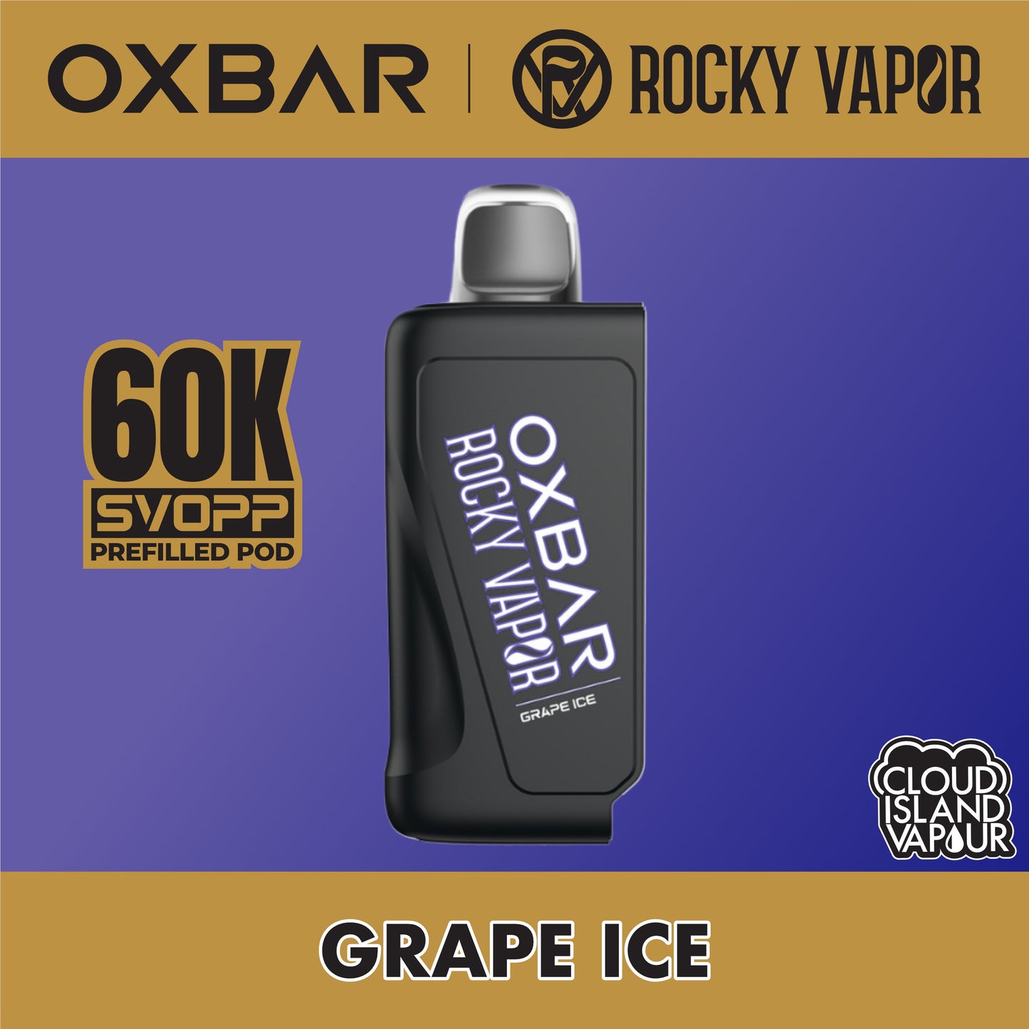 Rocky Vapor Oxbar Svopp 60K Prefilled Pod Grape Ice