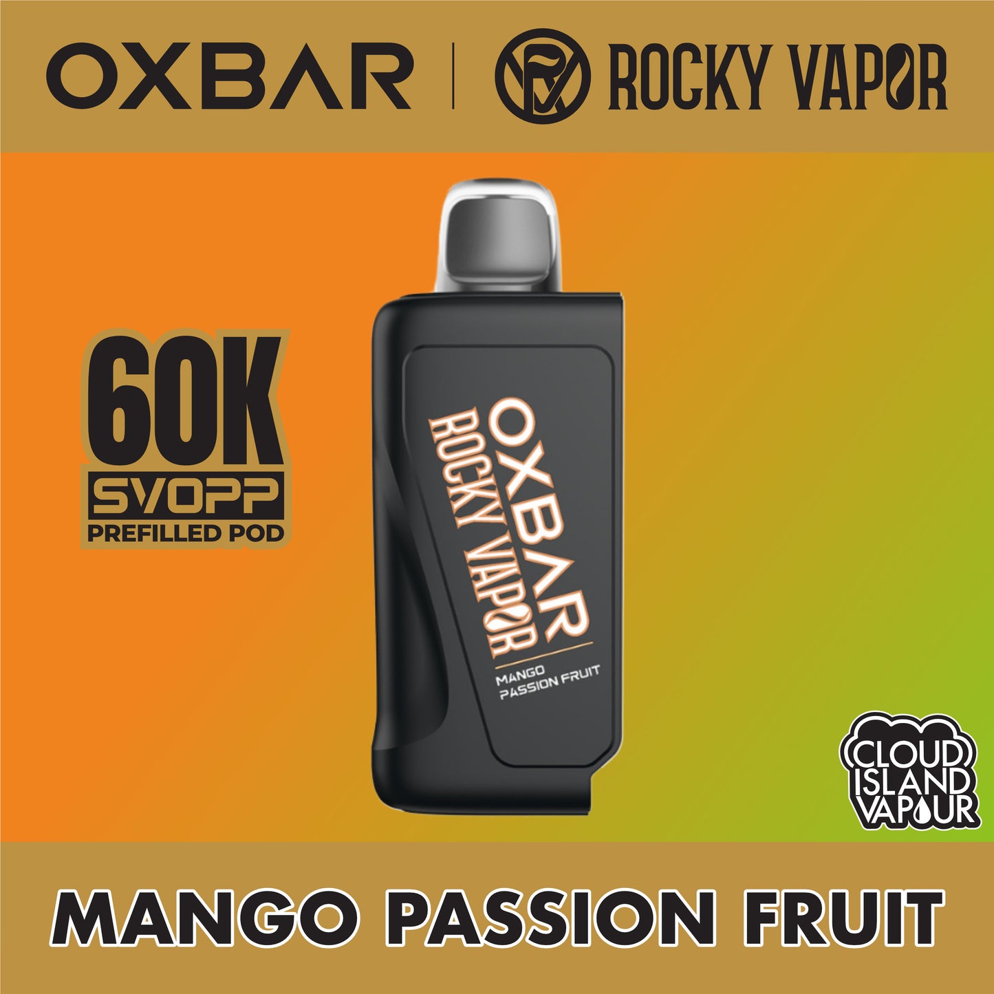 Rocky Vapor Oxbar Svopp 60K Prefilled Pod Mango Passion Fruit