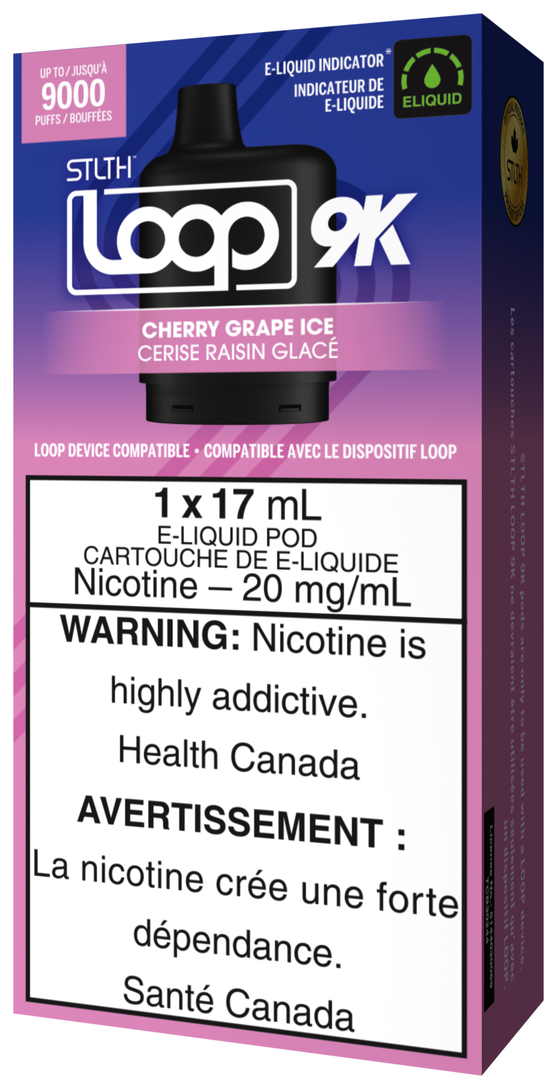 STLTH LOOP 9K Pod Pack Box Packaging Cherry Grape Ice