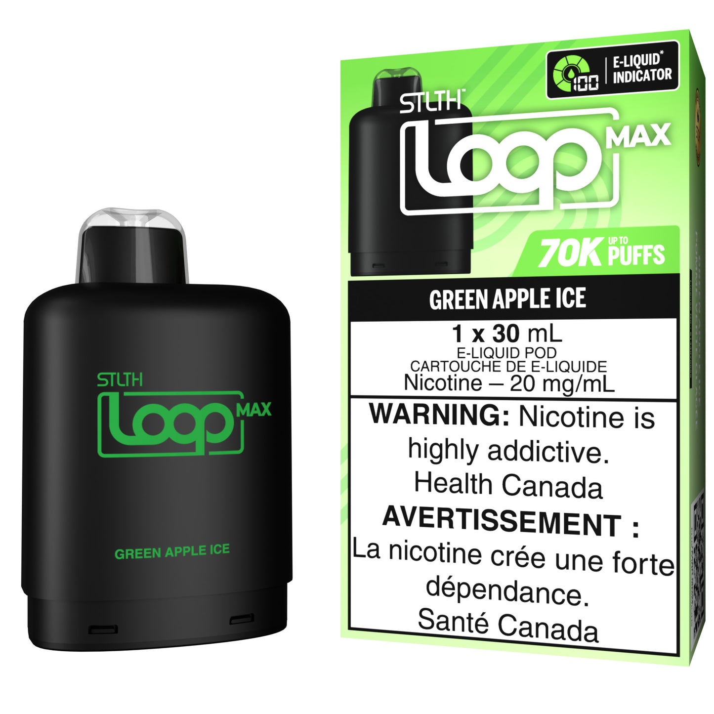 STLTH LOOP MAX 70K Pod Pack Green Apple Ice