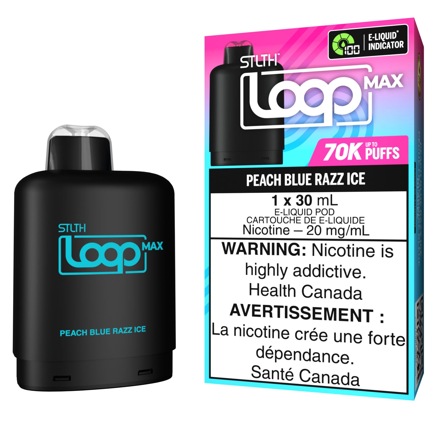 STLTH LOOP MAX 70K Pod Pack Peach Blue Razz Ice