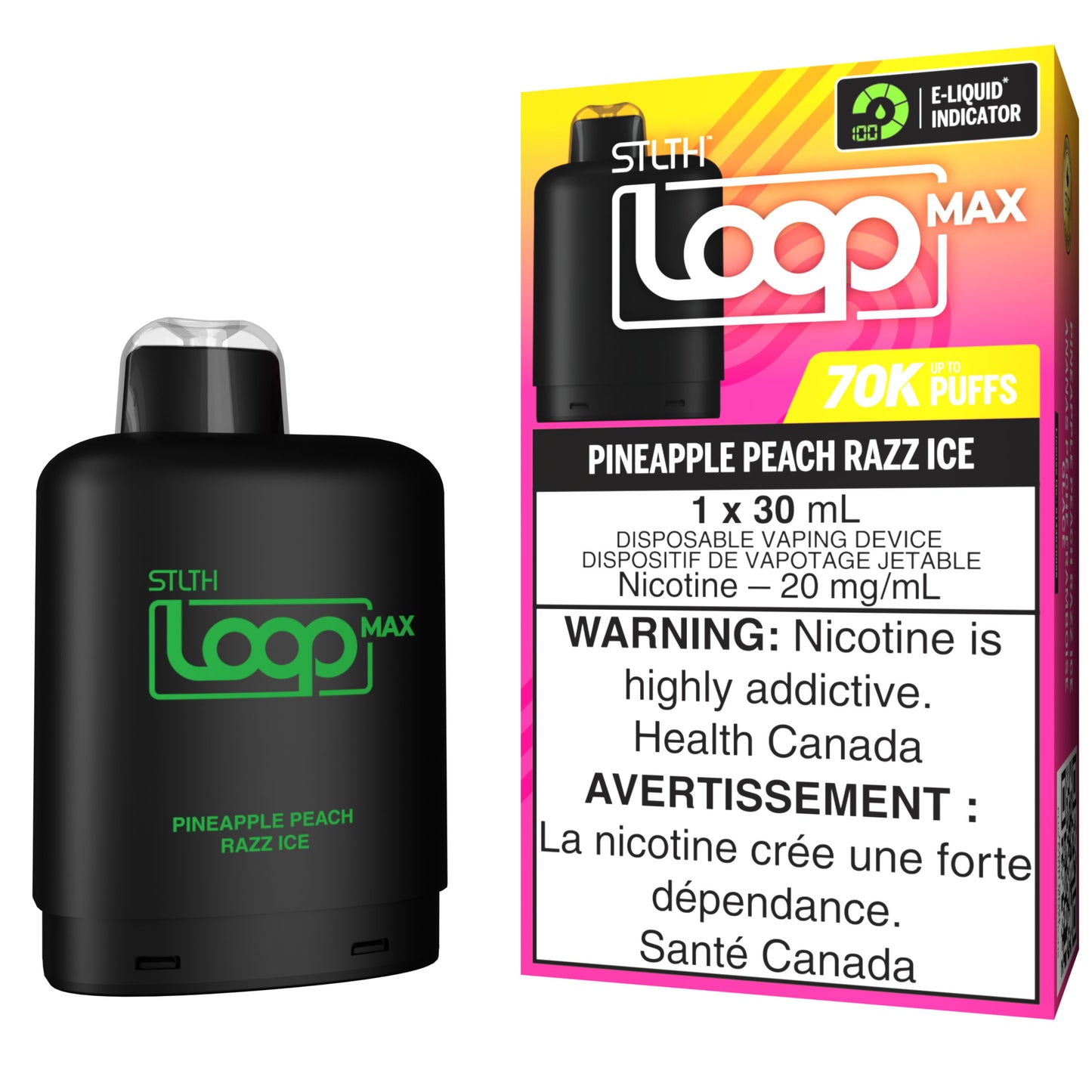 STLTH LOOP MAX 70K Pod Pack Pineapple Peach Razz Ice