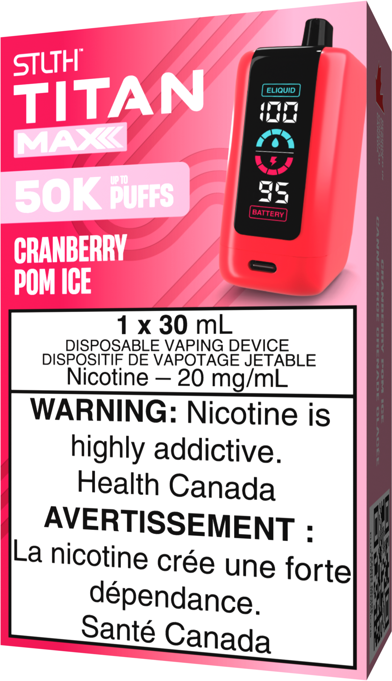 STLTH TITAN MAX Disposable Cranberry Pom Ice