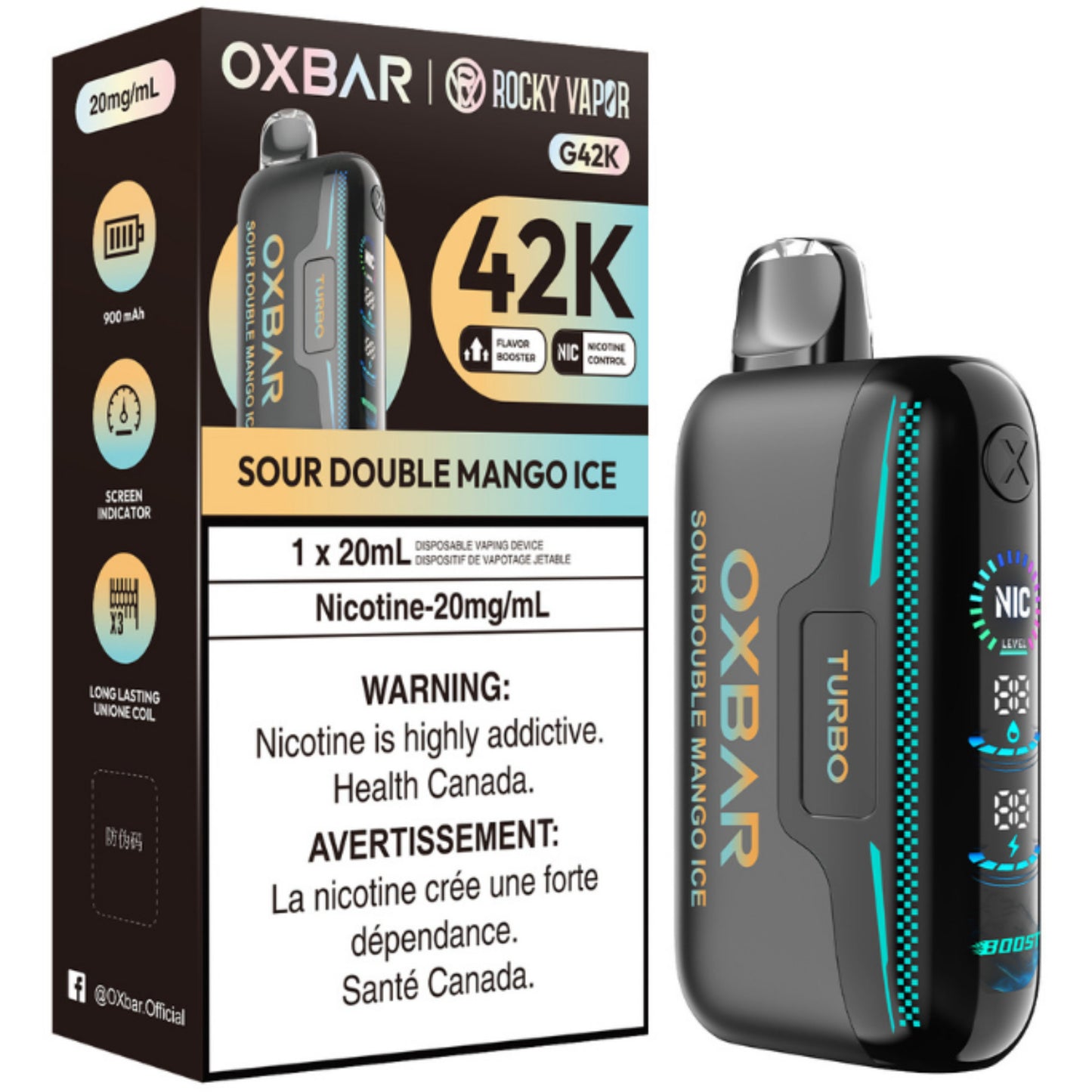Sour Double Mango Ice ROCKY VAPOR OXBAR G42K