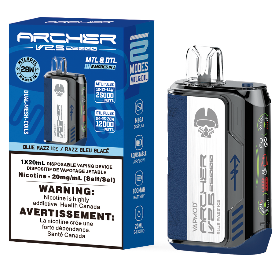 VAPMOD ARCHER V2.5 25000 Disposable Vape - Blue Razz Ice Cloud Island Vapour VAPMOD ARCHER V2.5 25000 Disposable Vape - Blue Razz Ice Cloud Island Vapour