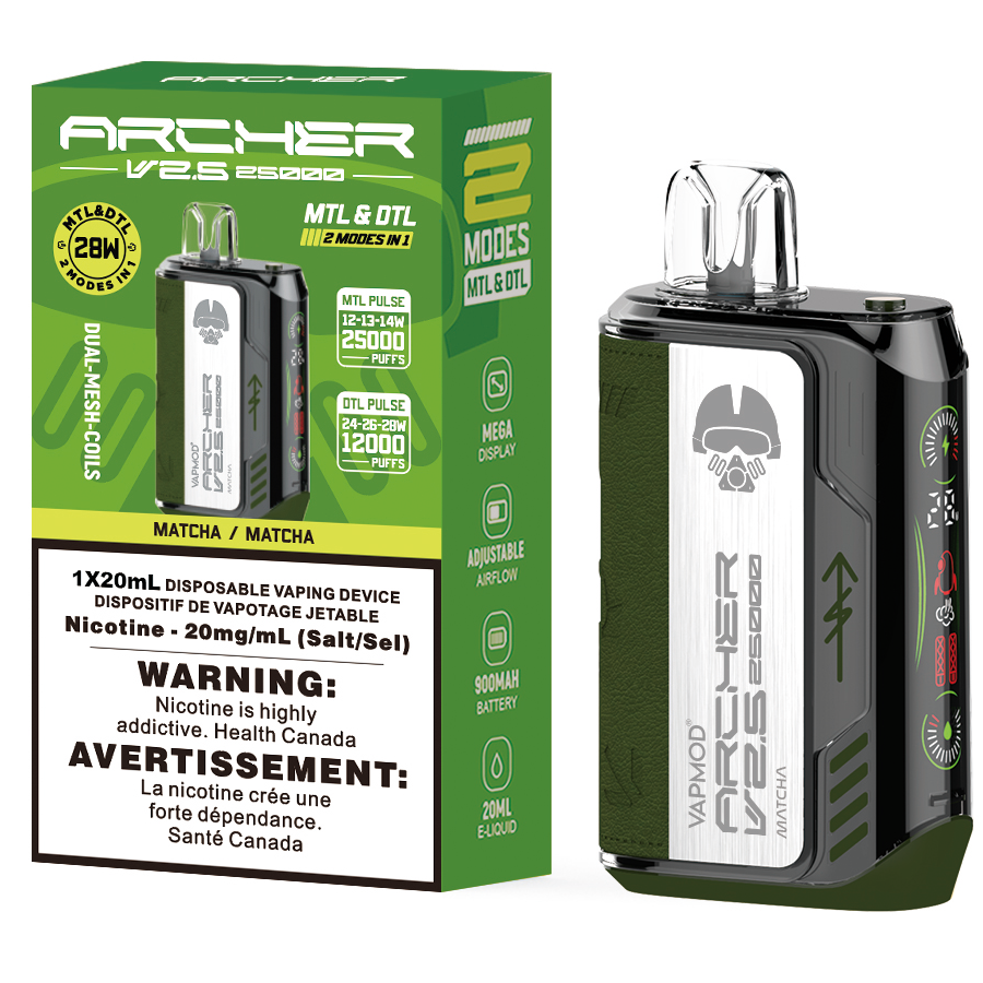 VAPMOD ARCHER V2.5 25000 Disposable Vape - Matcha Cloud Island Vapour VAPMOD ARCHER V2.5 25000 Disposable Vape - Matcha Cloud Island Vapour