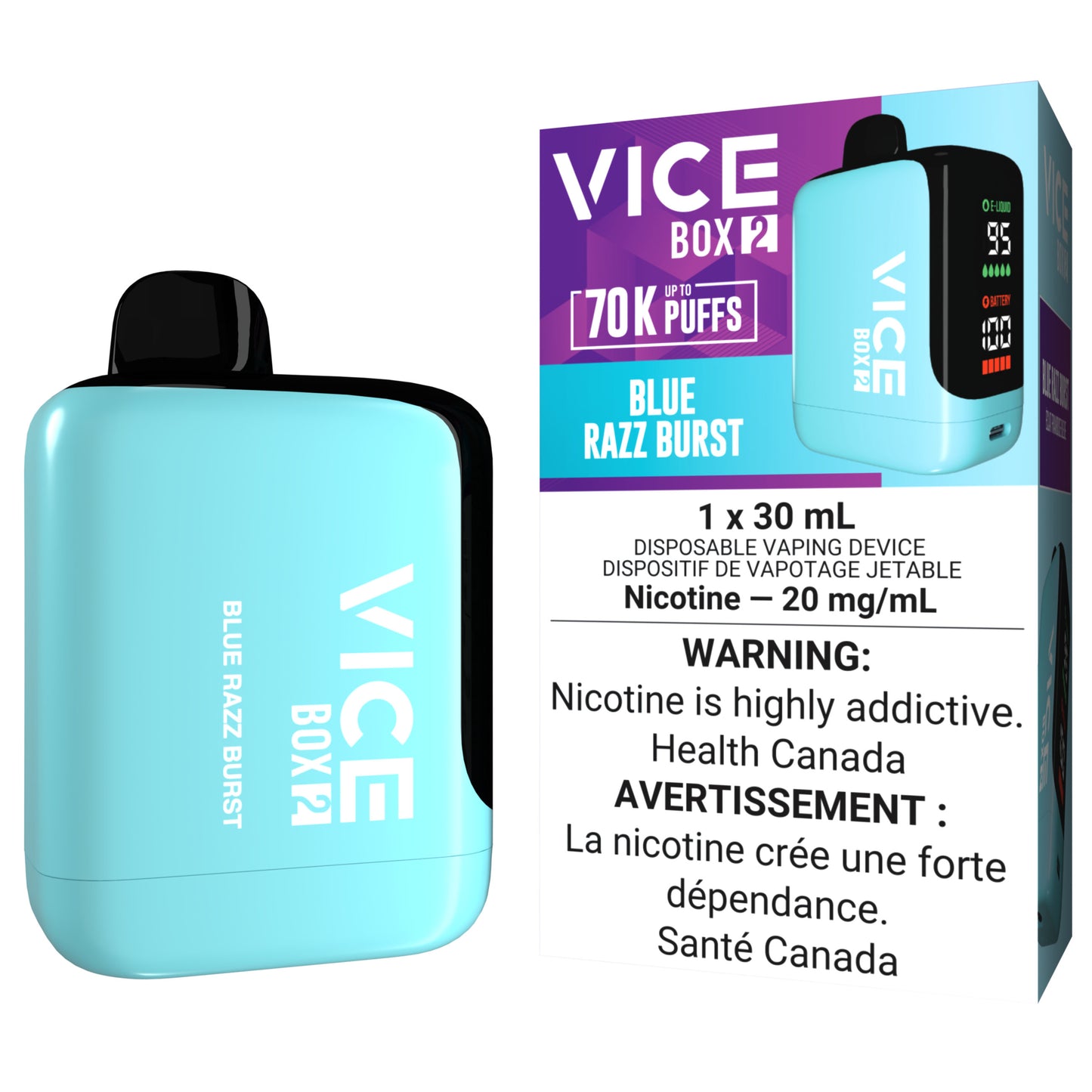 VICE BOX 2 70K Disposable Vape Blue Razz Burst