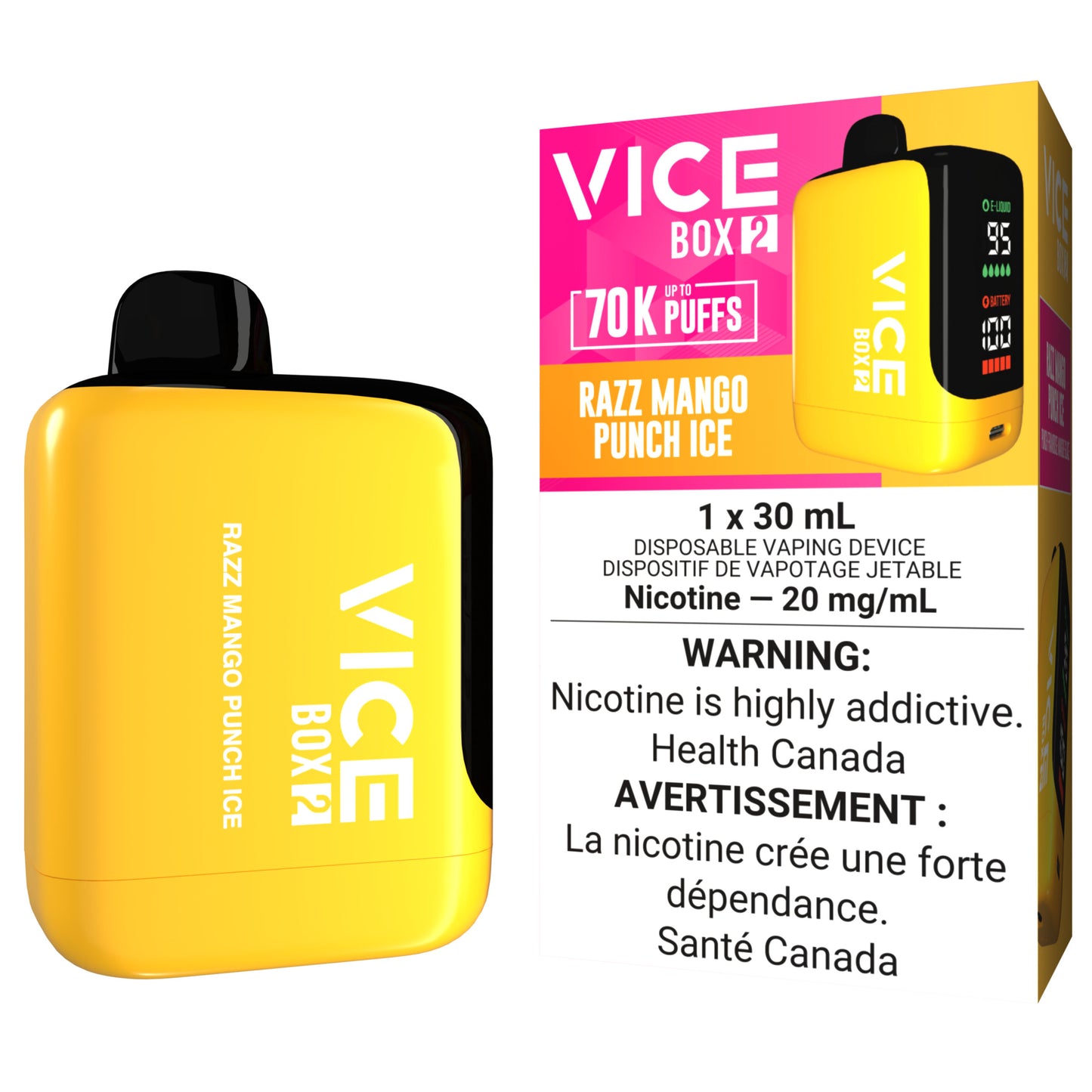 VICE BOX 2 70K Disposable Vape Razz Mango Punch Ice