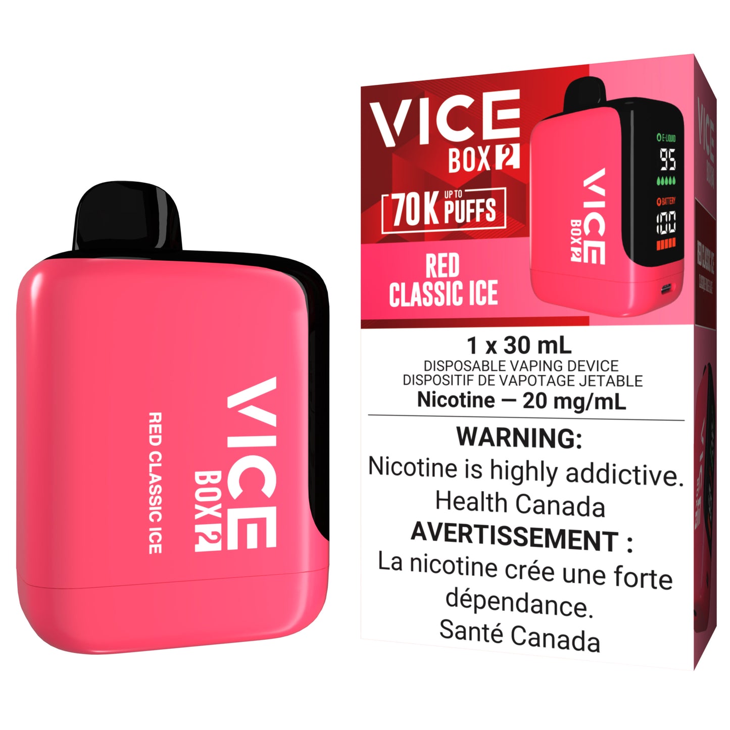VICE BOX 2 70K Disposable Vape Red Classic Ice
