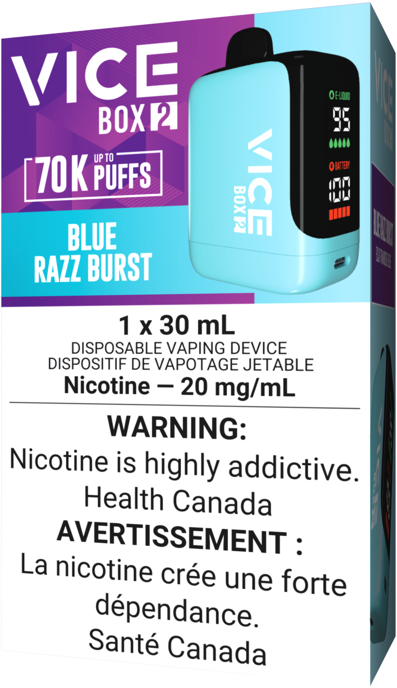 VICE BOX 2 70K Vape Blue Razz Burst