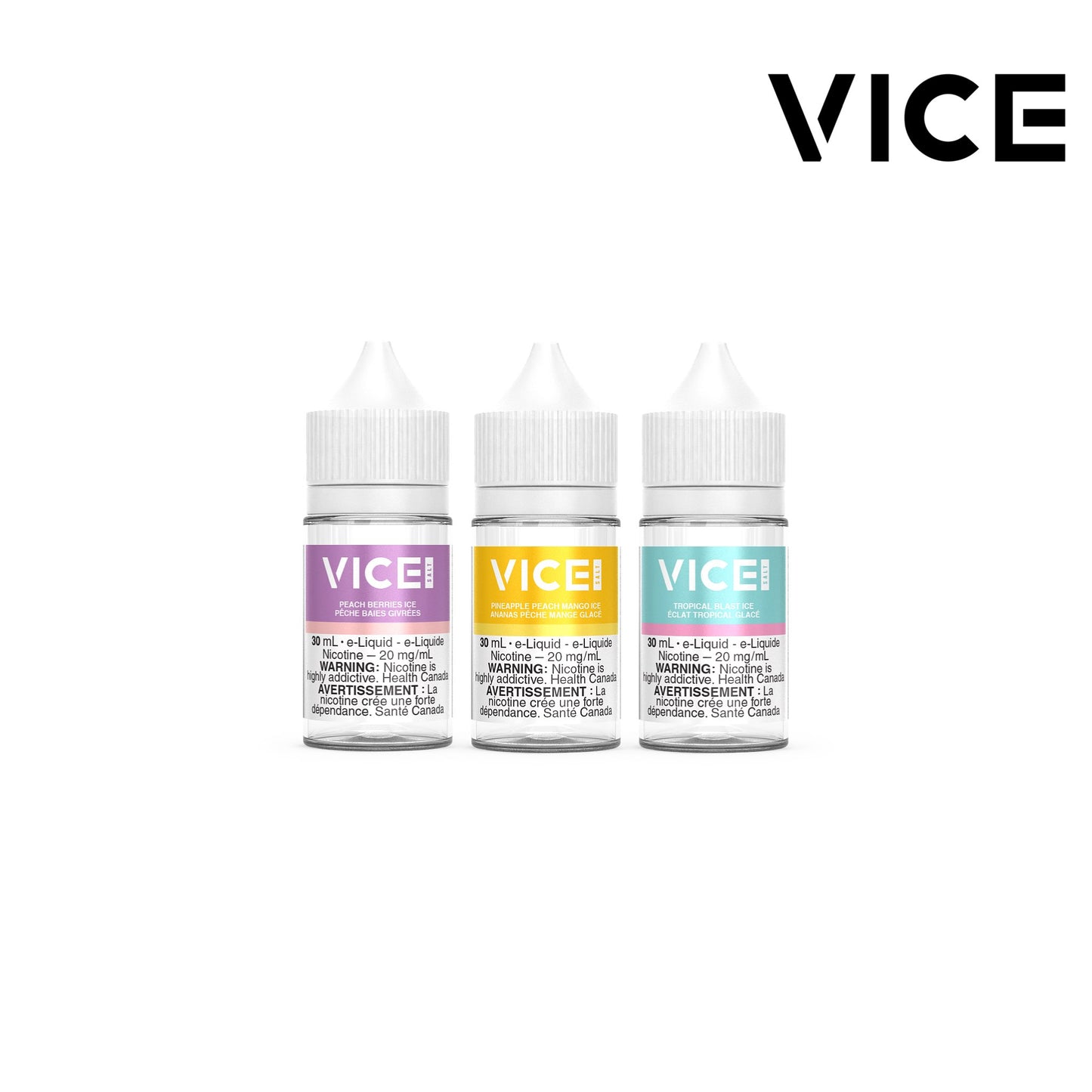 3 bottles of VICE Salt Nic Ejuice 30ml with 20mg nicotine