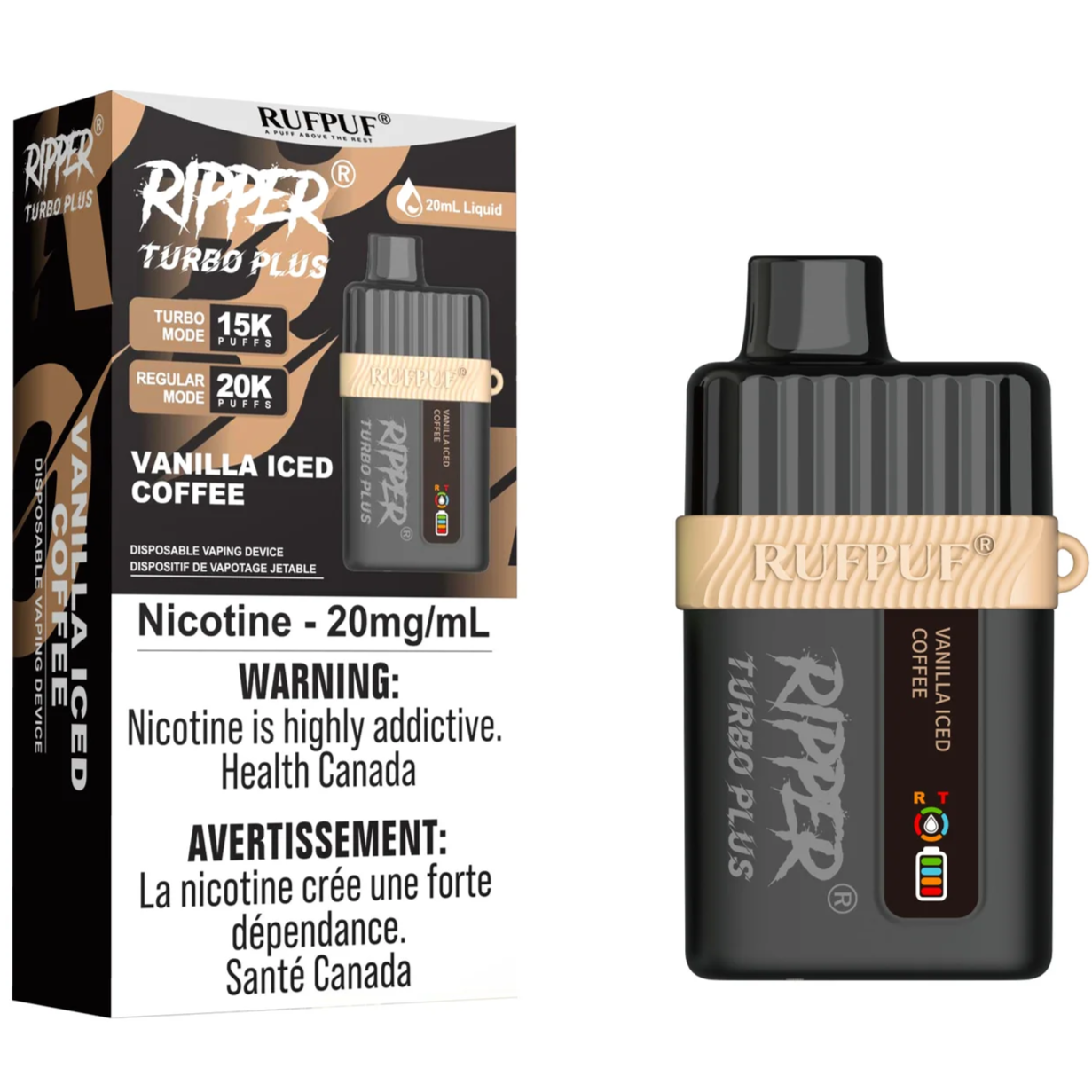 RIPPER TURBO PLUS Disposable Vape - Vanilla Iced Coffee Cloud Island Vapour RIPPER TURBO PLUS Disposable Vape - Vanilla Iced Coffee Cloud Island Vapour