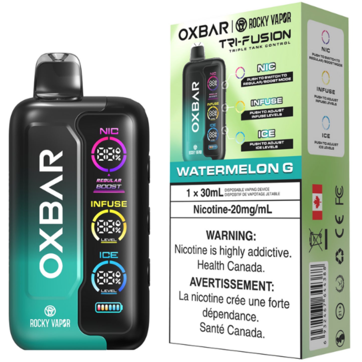 Watermelon G ROCKY VAPOR OXBAR TRI FUSION