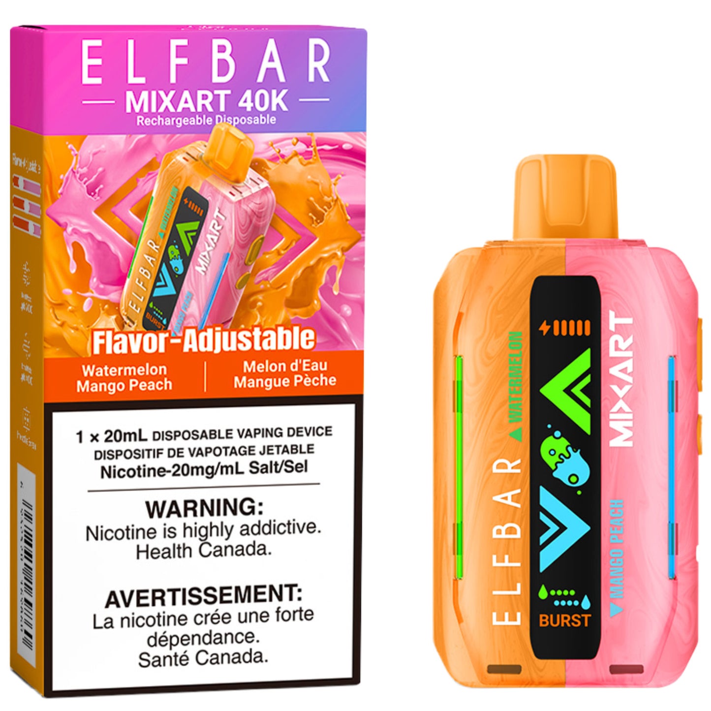 Watermelon Mango Peach ELF BAR MIXART 40K