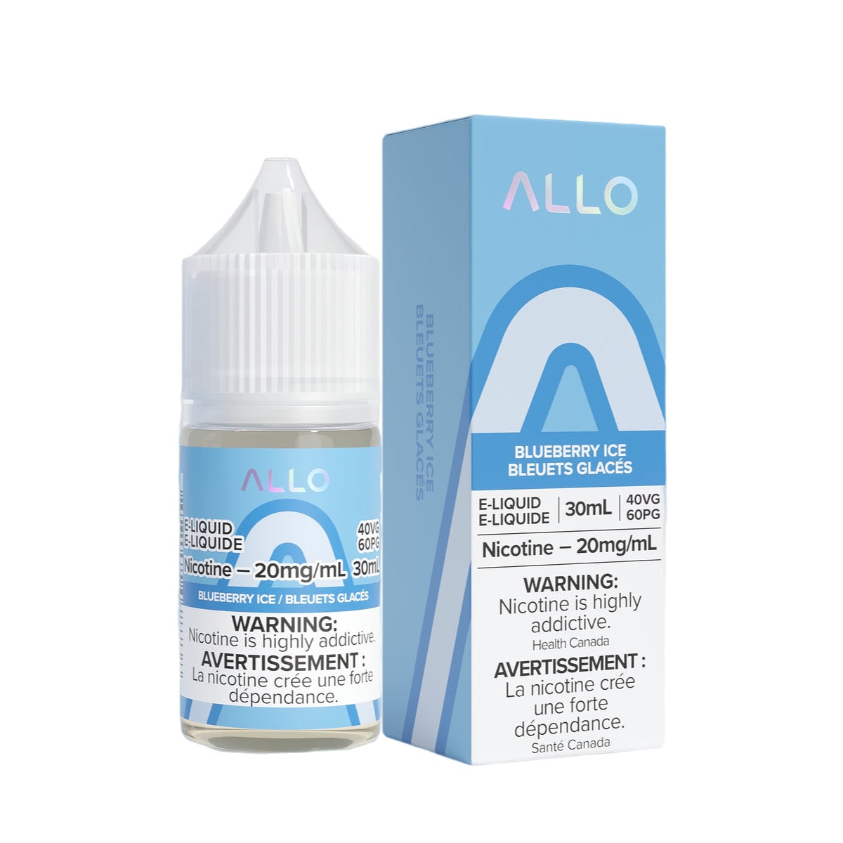 ALLO Salt E-Liquid 30ml bottle 20mg nicotine strength flavour Blueberry Ice