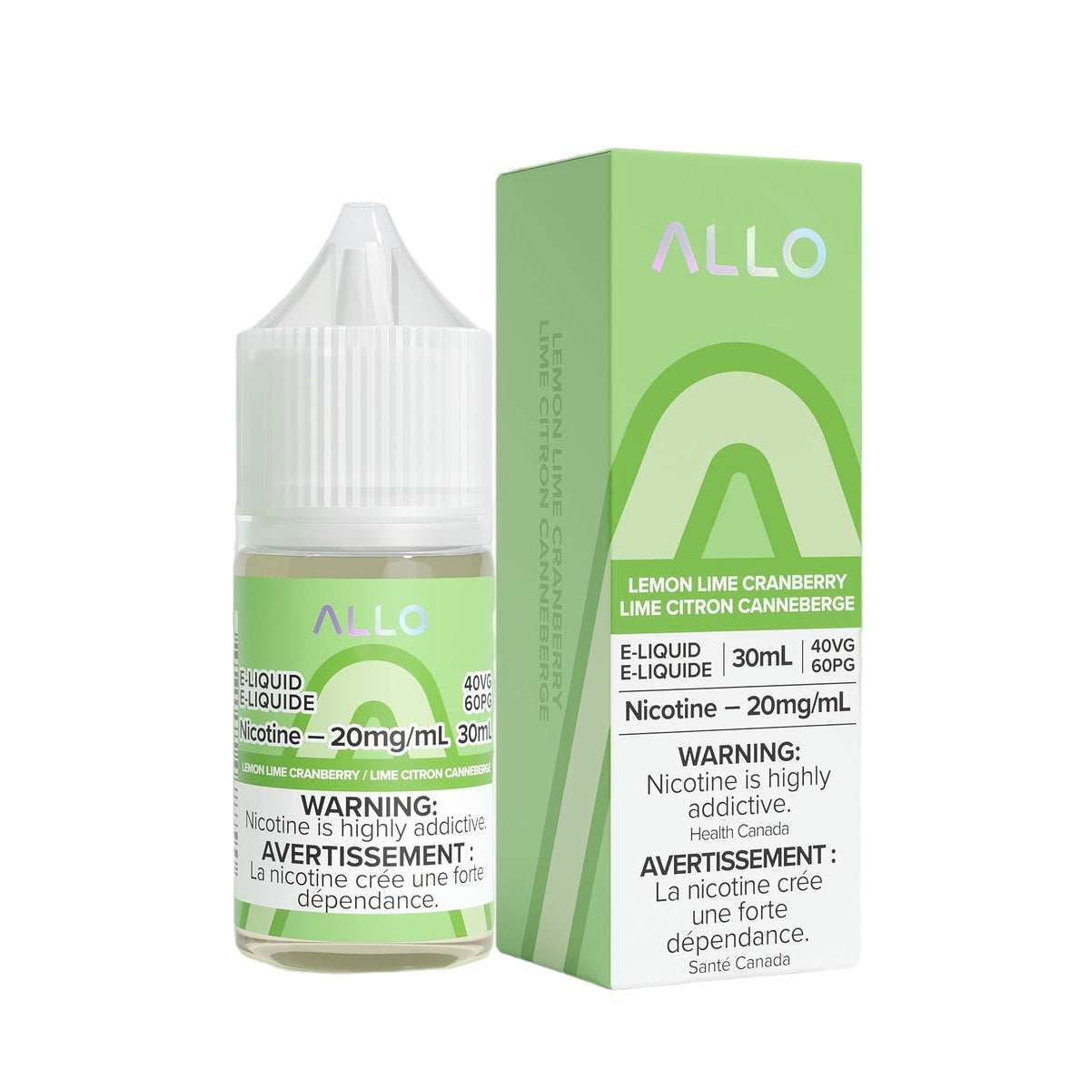 ALLO Salt E-Liquid 30ml bottle 20mg nicotine strength flavour Lemon Lime Cranberry 