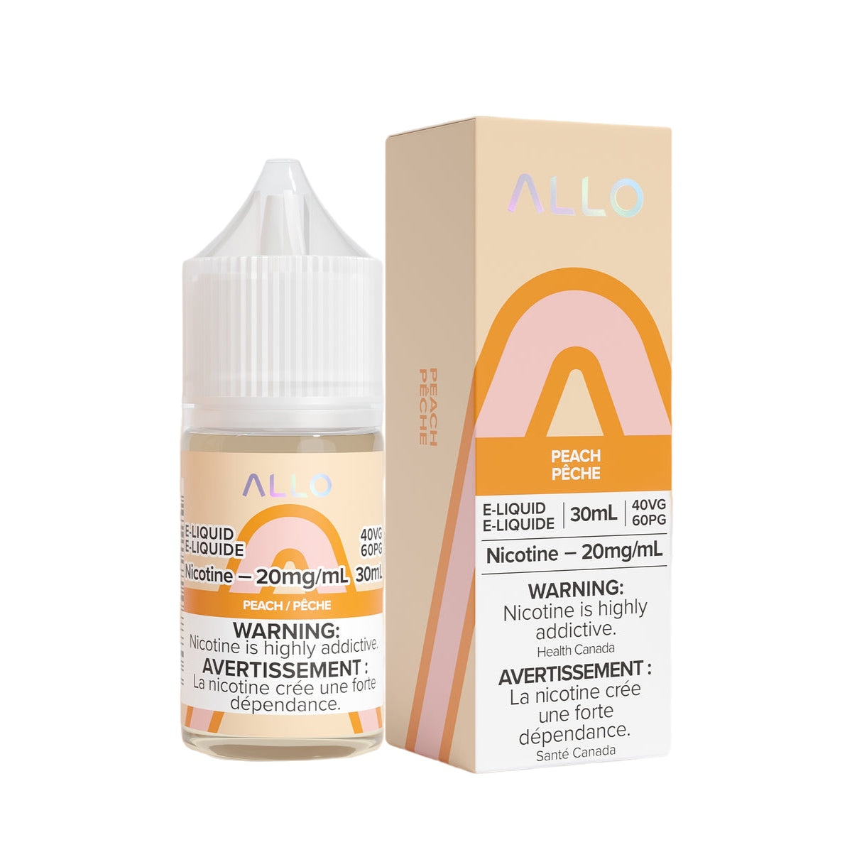 ALLO Salt E-Liquid 30ml bottle 20mg nicotine strength flavour Peach