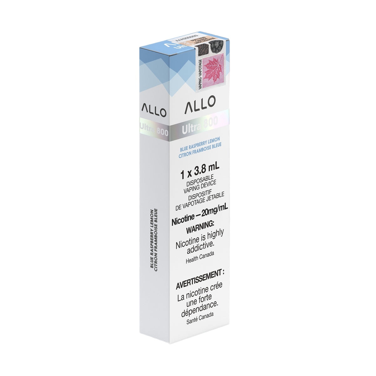 Allo ultra 800 puff disposable vape packaging 20mg nicotine flavour Blue Raspberry Lemon