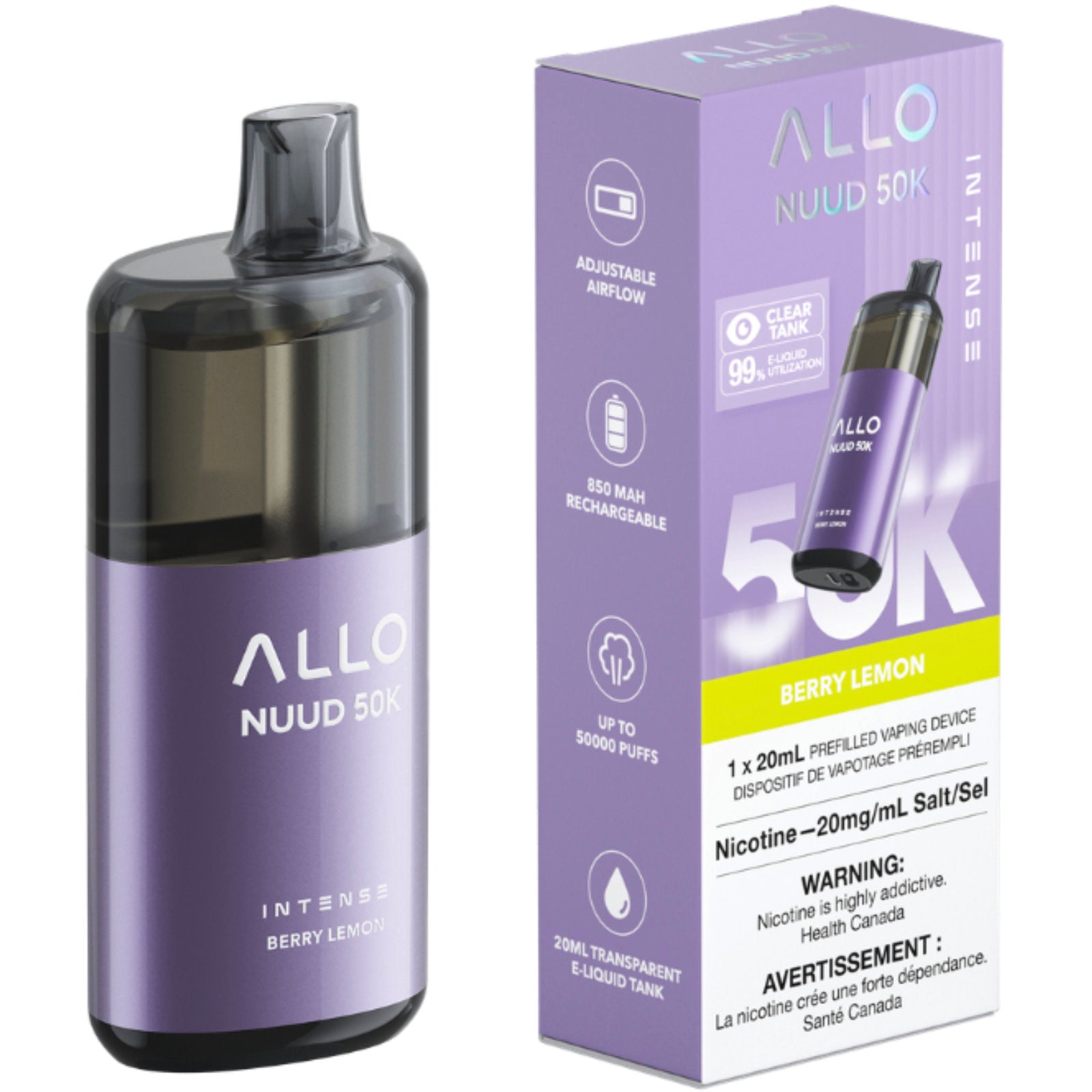 Allo Nuud 50K Disposable Vape Berry Lemon