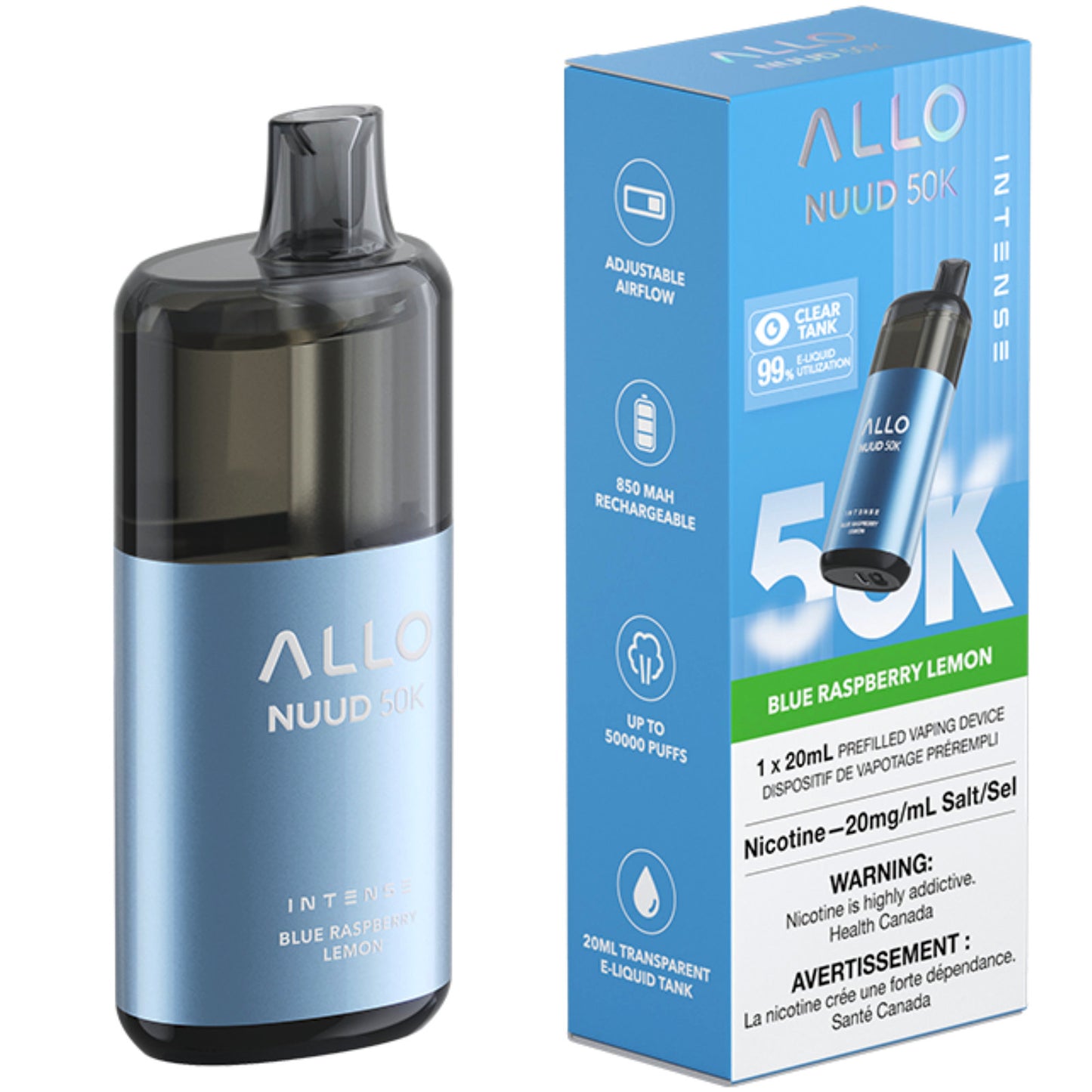 Allo Nuud 50K Disposable Vape Blue Raspberry Lemon
