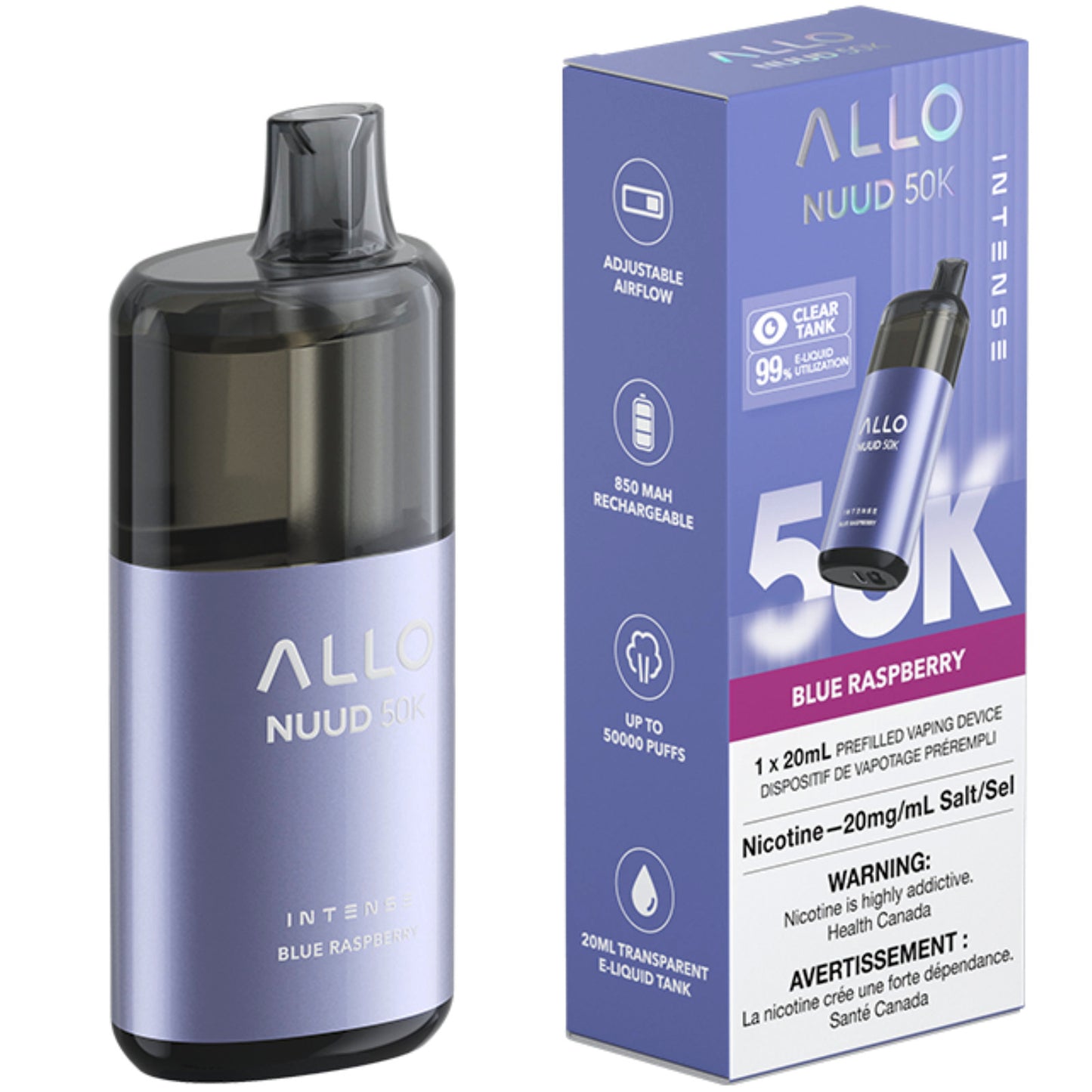 Allo Nuud 50K Disposable Vape Blue Raspberry