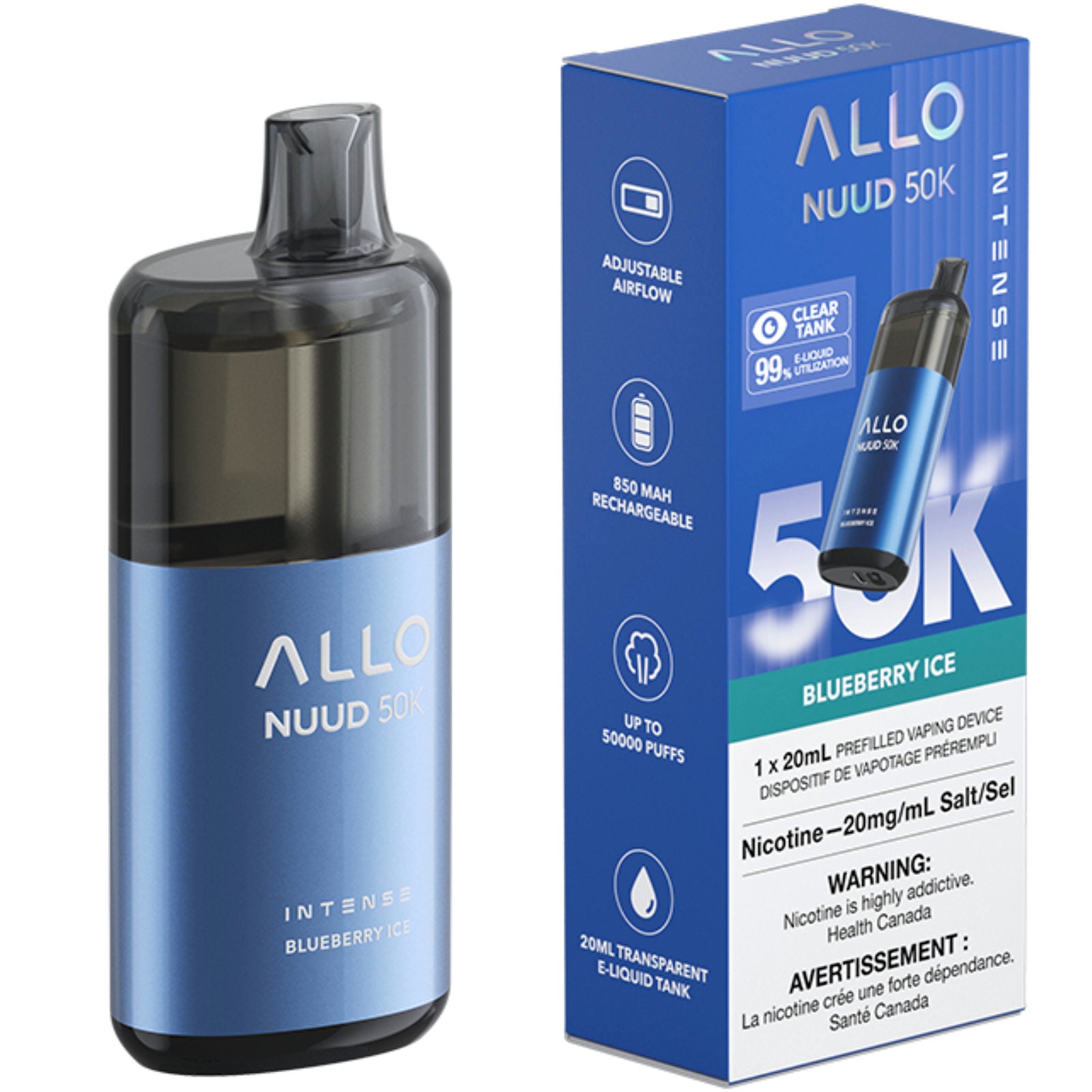 Allo Nuud 50K Disposable Vape Blueberry Ice