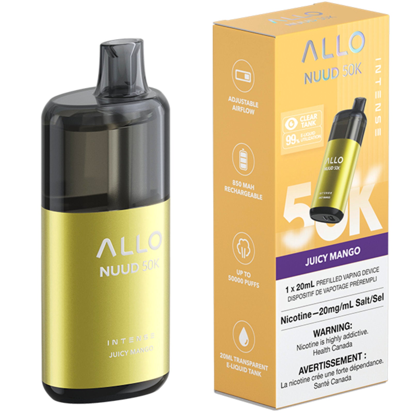 Allo Nuud 50K Disposable Vape Juicy Mango