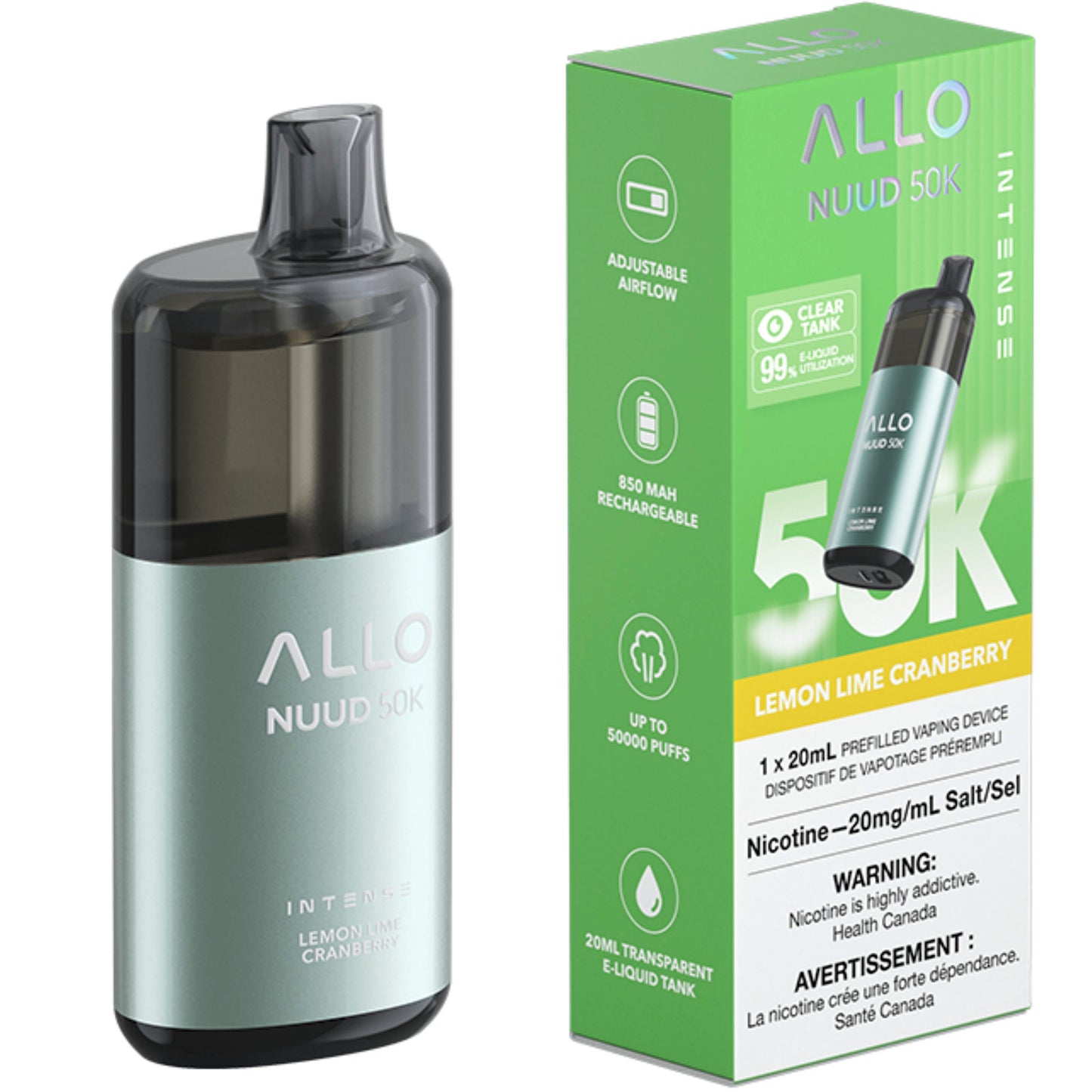 Allo Nuud 50K Disposable Vape Lemon Lime Cranberry
