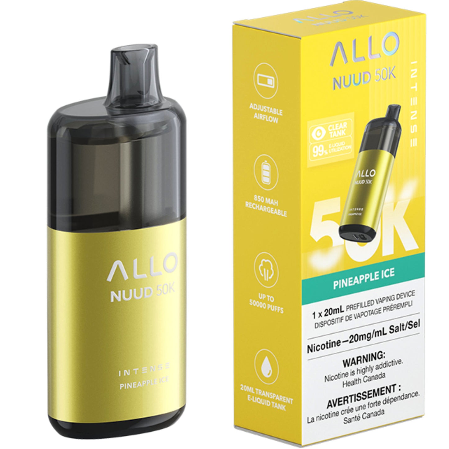 Allo Nuud 50K Disposable Vape Pineapple Ice