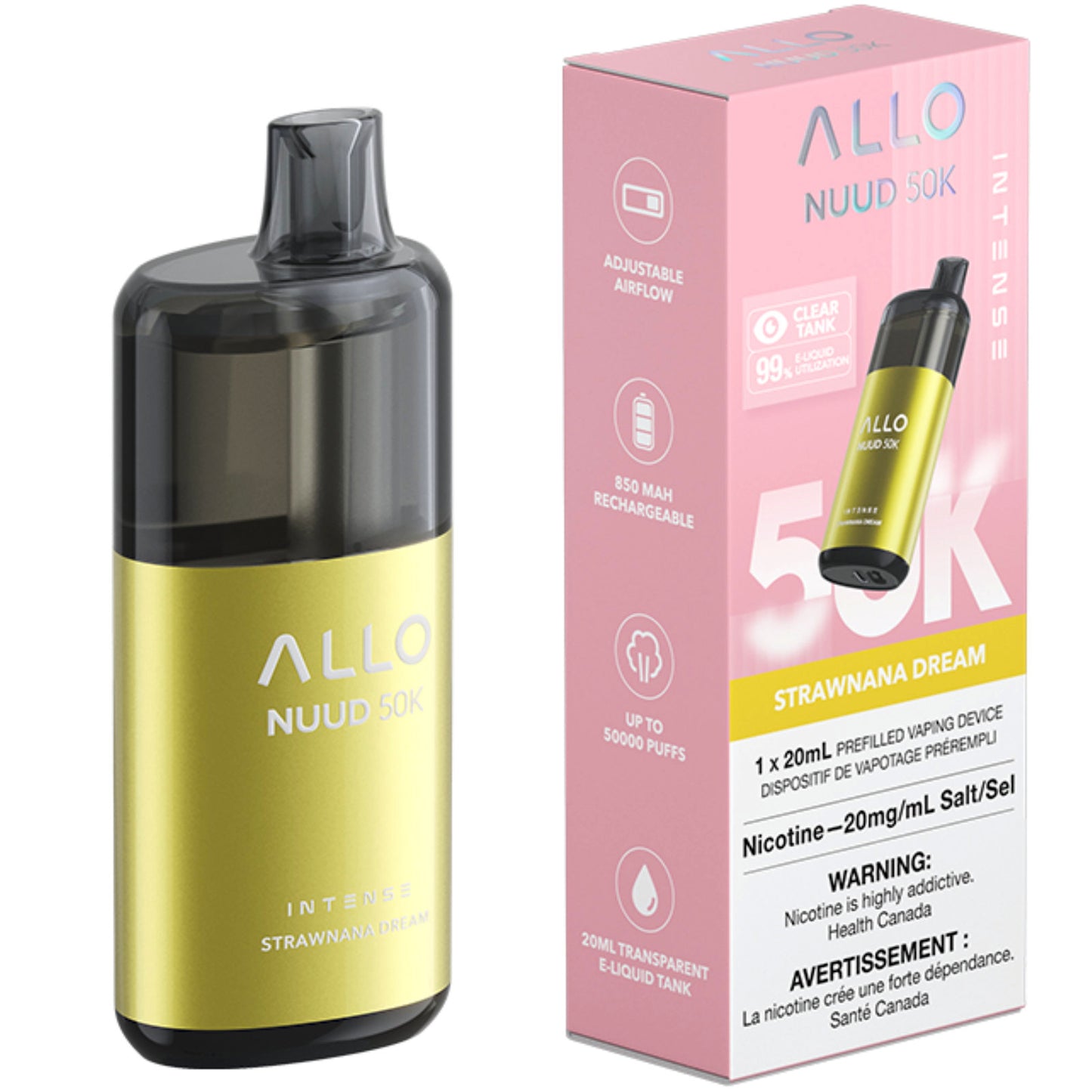 Allo Nuud 50K Disposable Vape Strawnana Dream