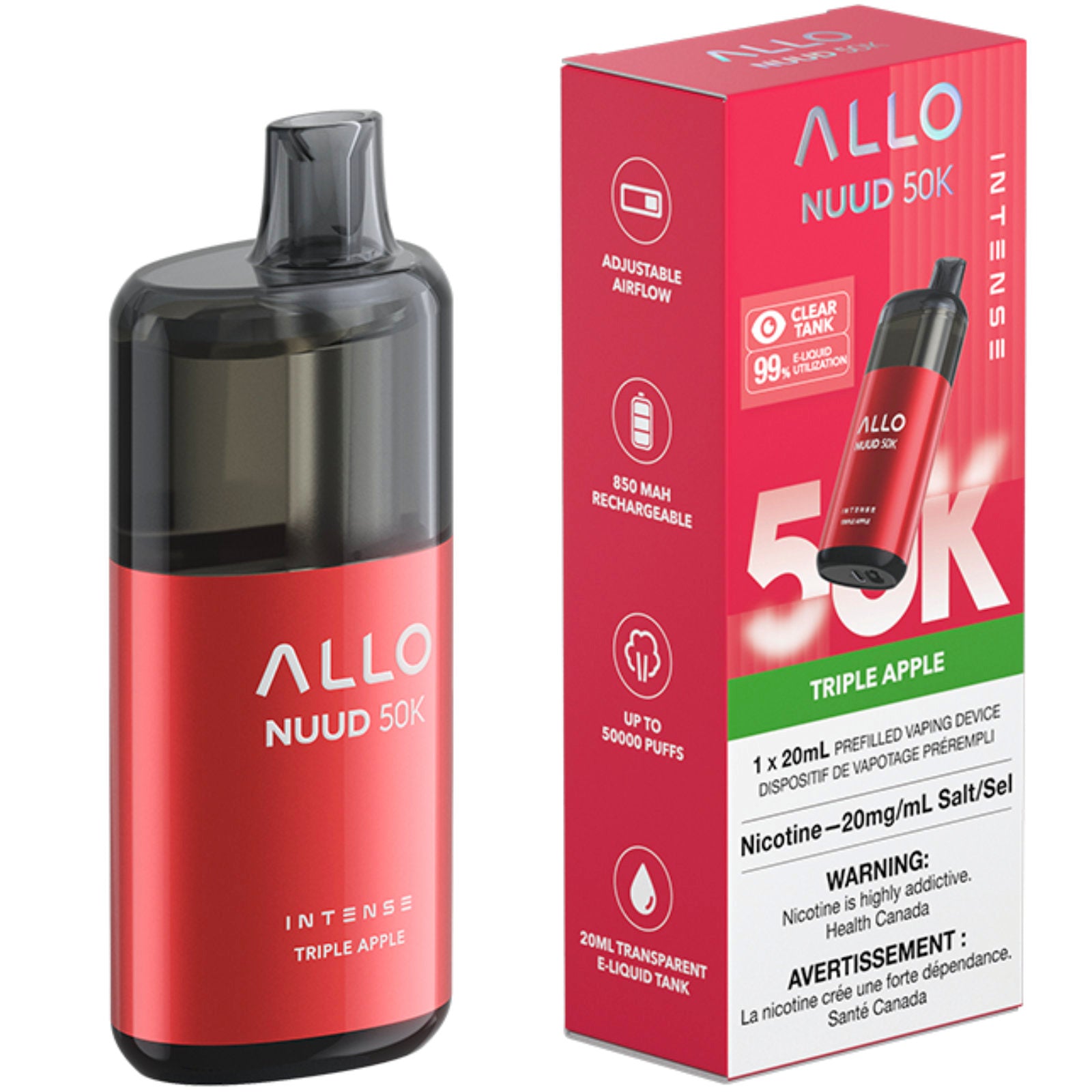Allo Nuud 50K Disposable Vape Triple Apple