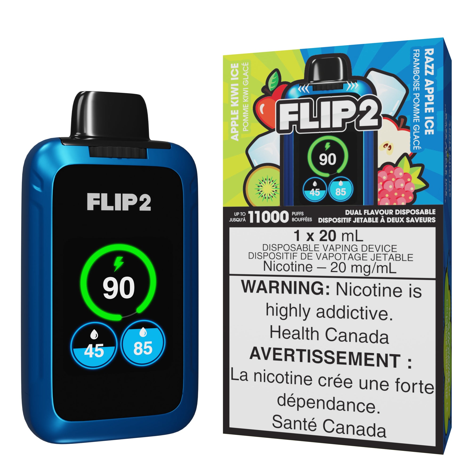 Apple Kiwi Ice And Razz Apple Ice FLIP 2 Disposable Vape By FLIP BAR