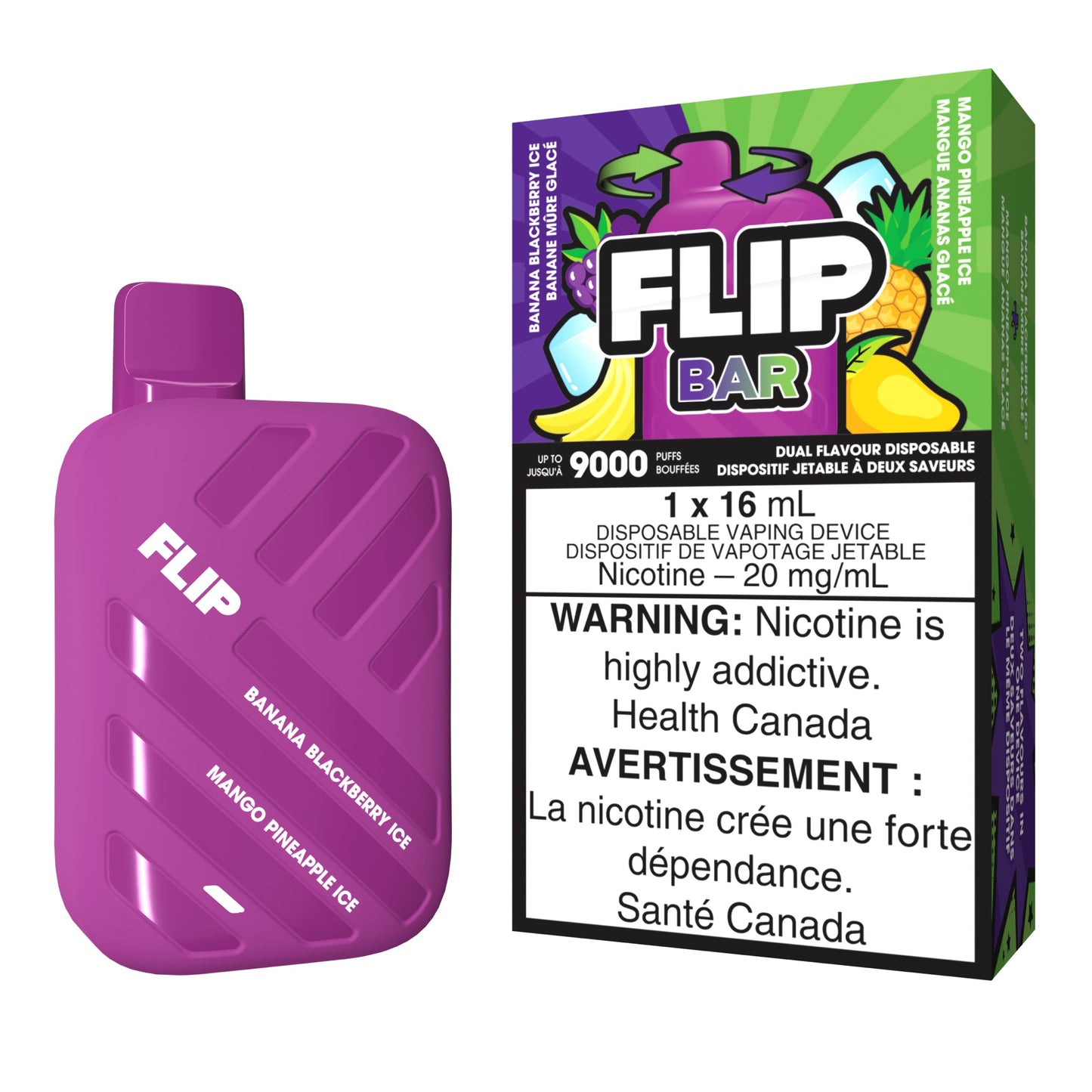 Flip Bar Disposable Vape flavour Banana Blackberry Ice & Mango Pineapple Ice