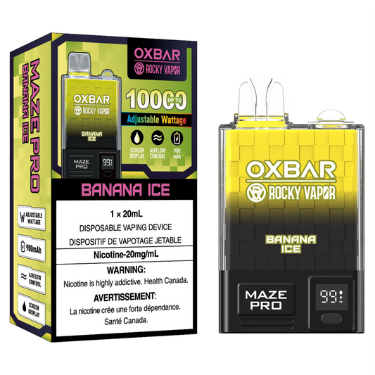 Banana Ice Rocky Vapor OXBAR Maze Pro 10K Puffs Disposable Vape