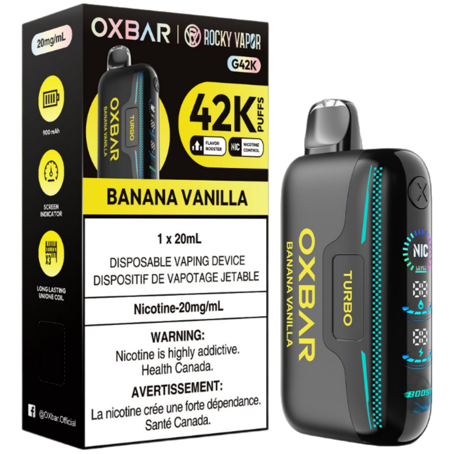 Rocky Vapor Oxbar G42K Disposable Vape - Banana Vanilla