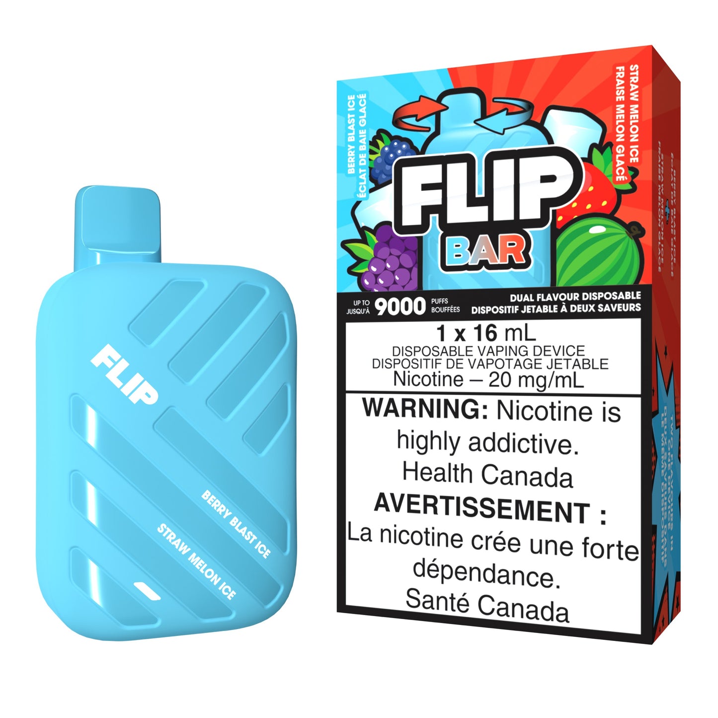 Flip Bar Disposable Vape flavour Berry Blast Ice & Straw Melon Ice