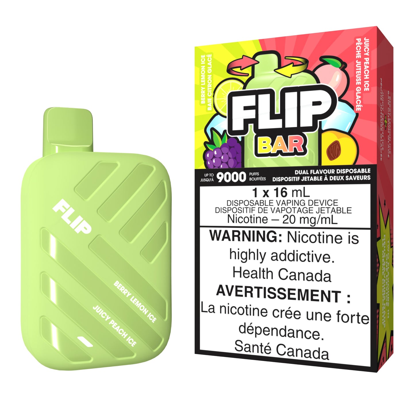 Flip Bar Disposable Vape flavour Berry Lemon Ice & Juicy Peach Ice