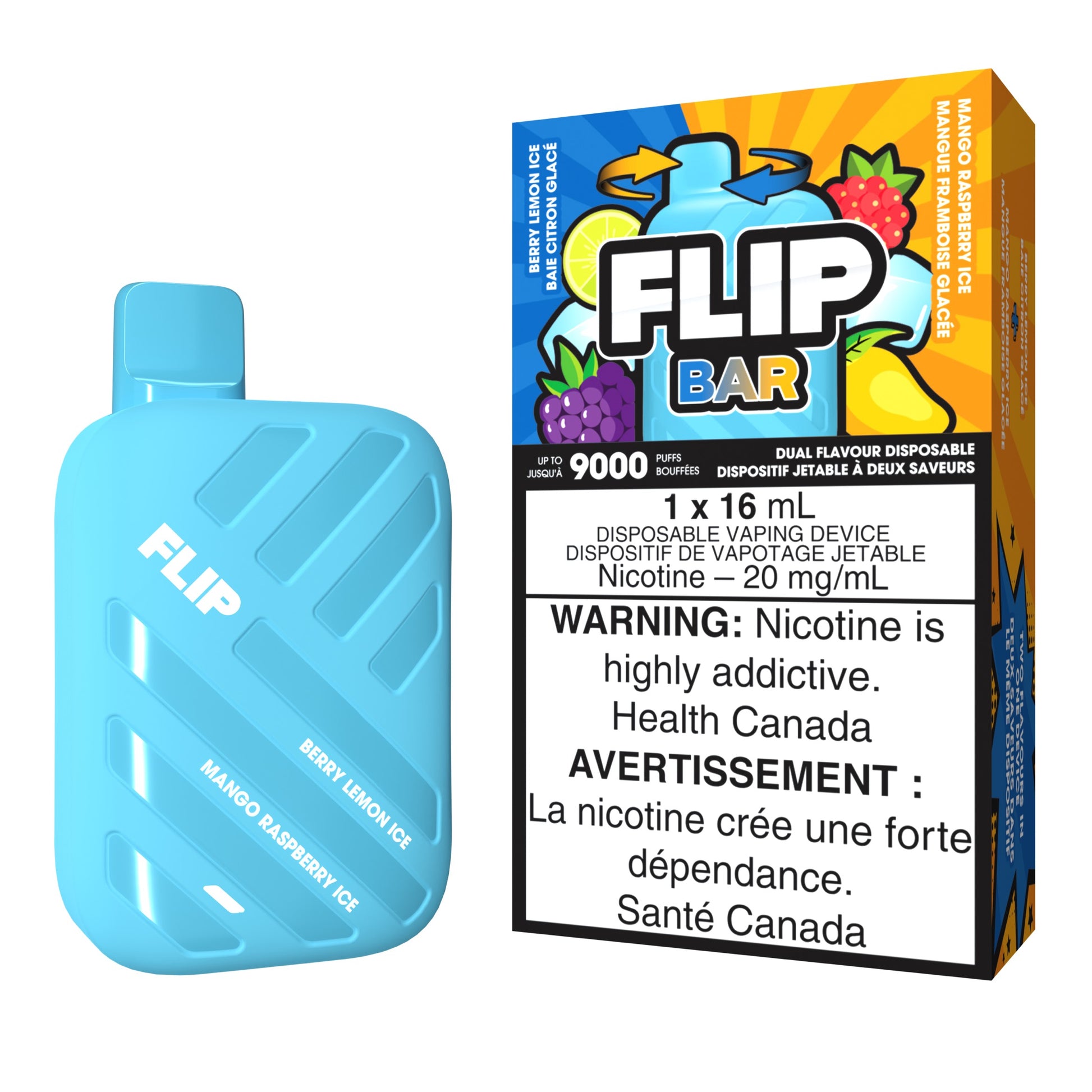 Flip Bar Disposable Vape flavour Berry Lemon Ice & Mango Raspberry Ice