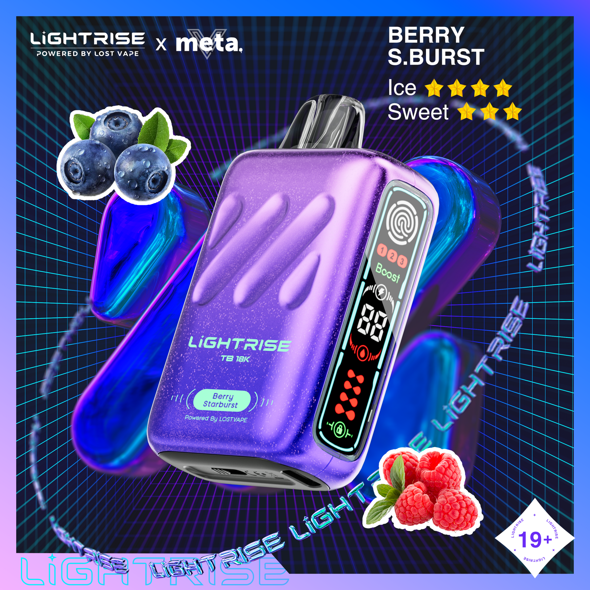 Berry S Burst Lost Vape Lightrise TB 18K Disposable Vape 18000 Puffs