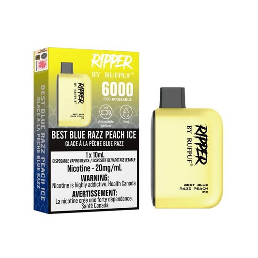 Rufpuf Ripper 6000 Disposable Vape flavour Best Blue Razz Peach Ice