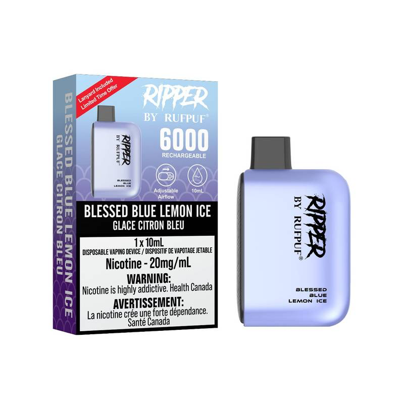 RUFPUF Ripper 6000 Disposable - Blessed Blue Lemon Ice Cloud Island Vapour RUFPUF Ripper 6000 Disposable - Blessed Blue Lemon Ice Cloud Island Vapour