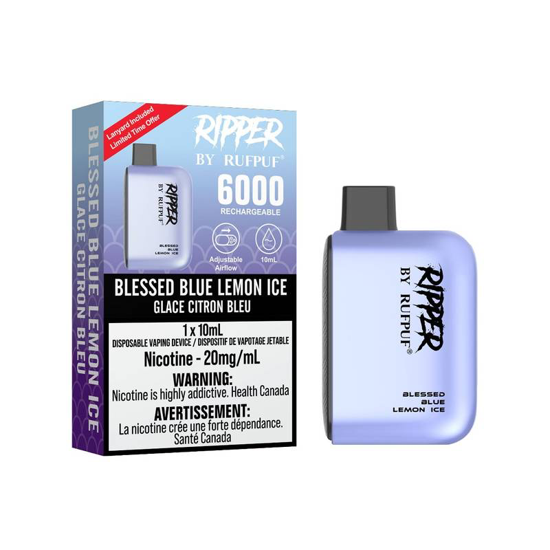 Rufpuf Ripper 6000 Disposable Vape flavour Blessed Blue Lemon Ice